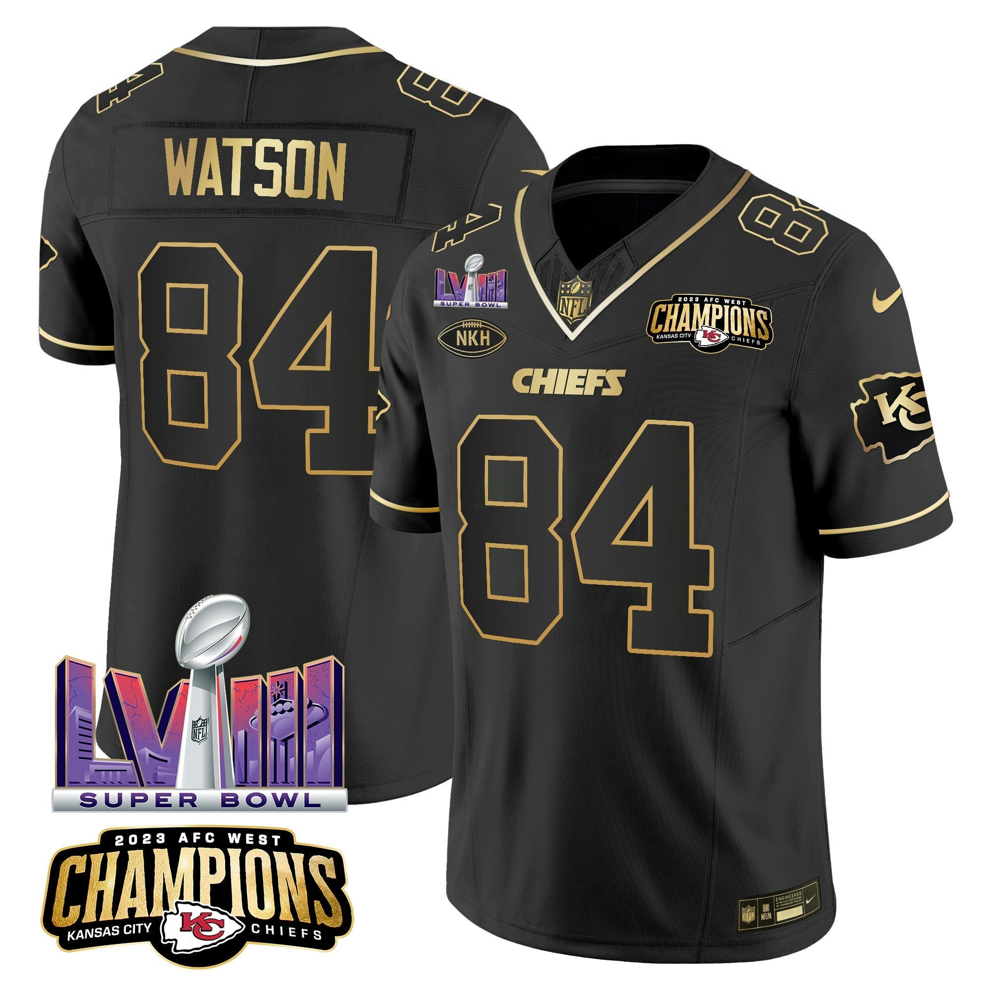 Camisa NFL Men’s AFC West Champions & Super Bowl LVIII Patch Vapor Jersey V2
