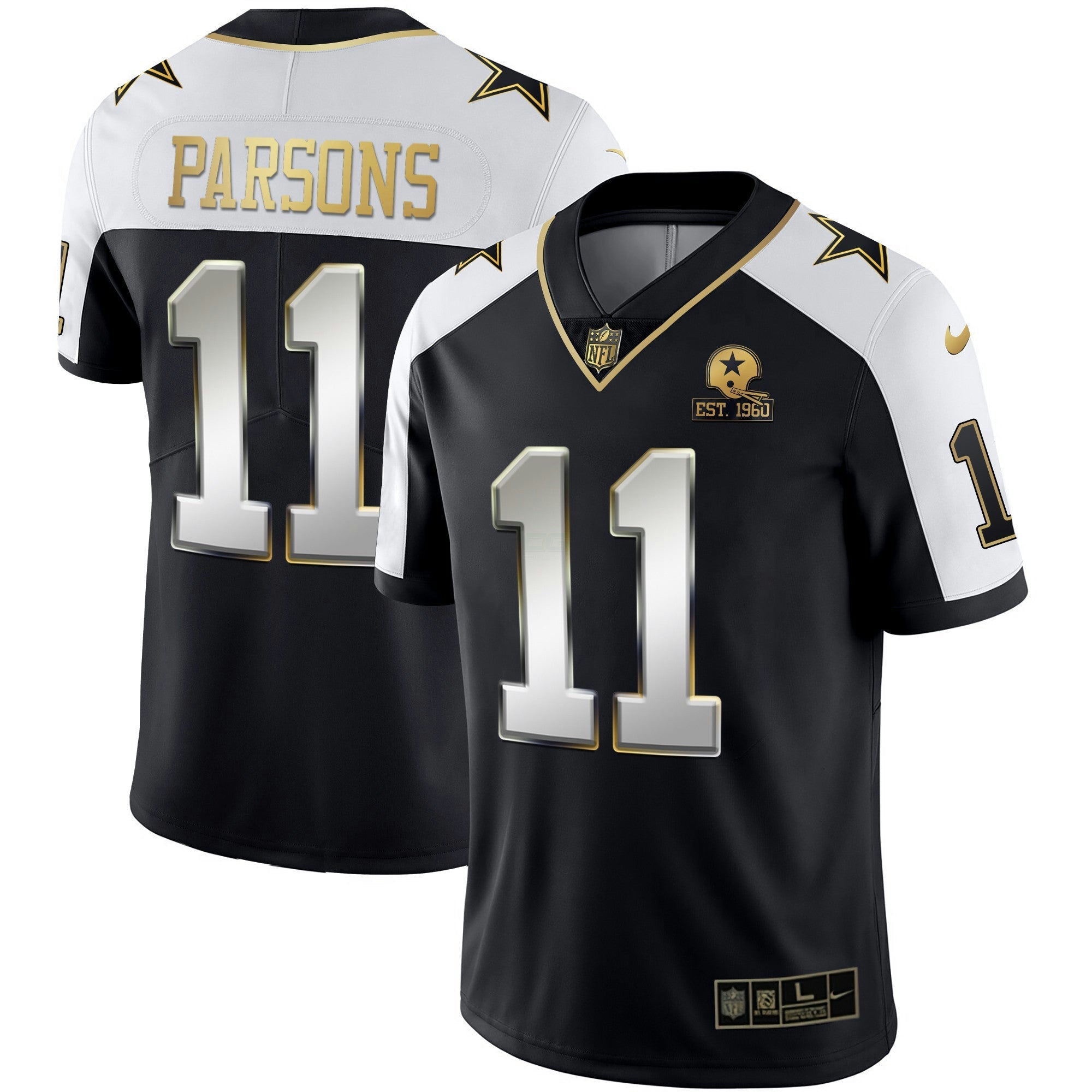 Camisa NFL Men’s Alternativa Vapor Preta Dourada & Azul Marinho Dourada Limited