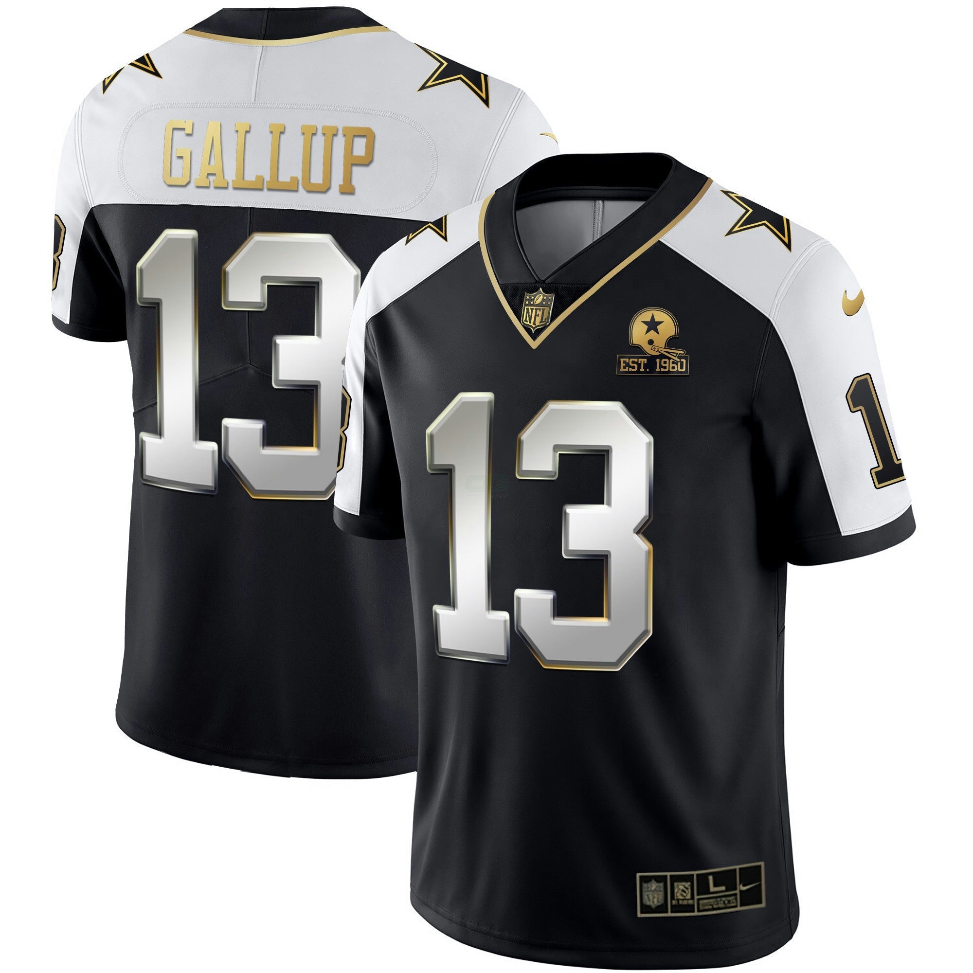 Camisa NFL Men’s Alternativa Vapor Preta Dourada & Azul Marinho Dourada Limited