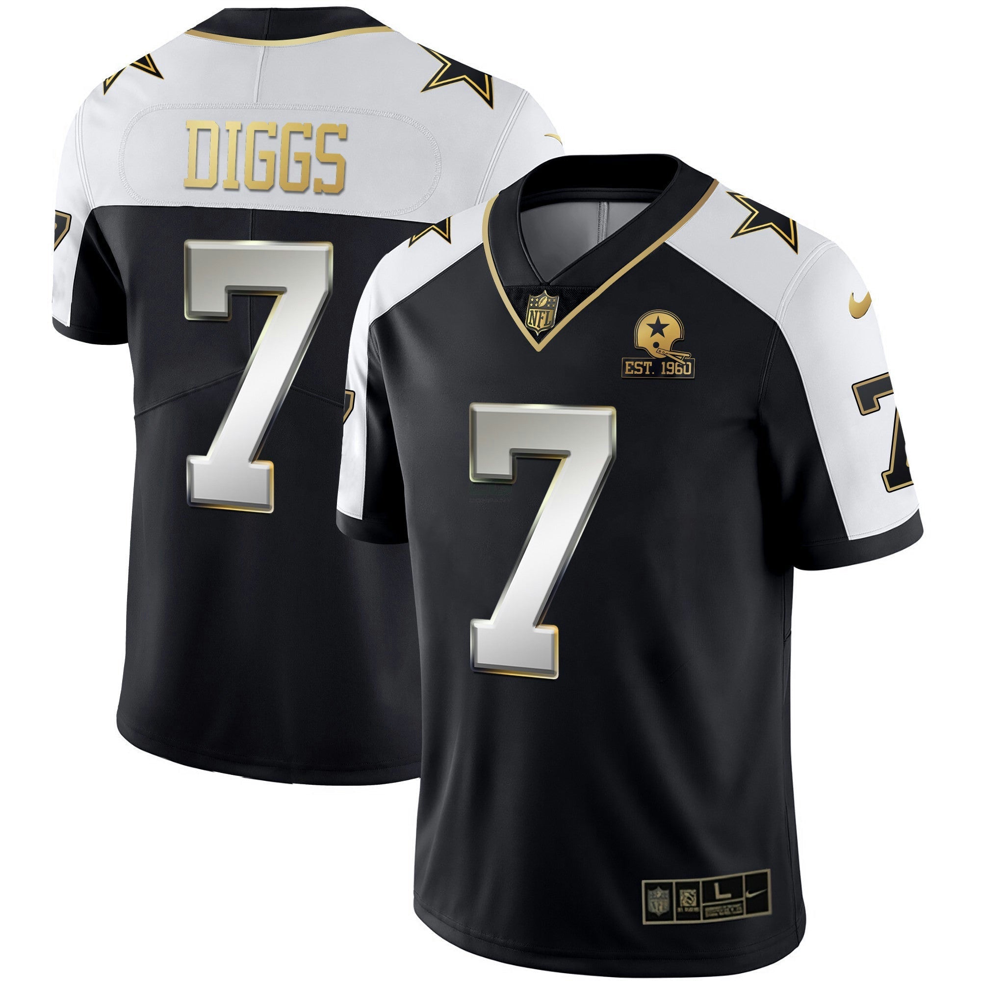 Camisa NFL Men’s Alternativa Vapor Preta Dourada & Azul Marinho Dourada Limited