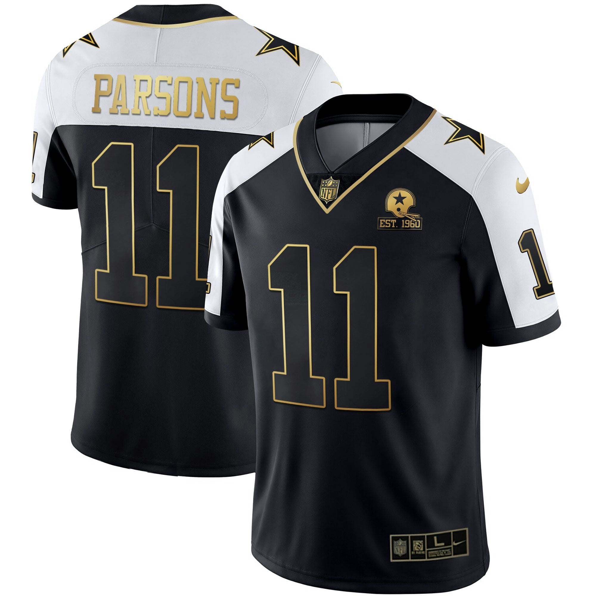 Camisa NFL Men’s Alternativa Vapor Preta Dourada & Azul Marinho Dourada Limited