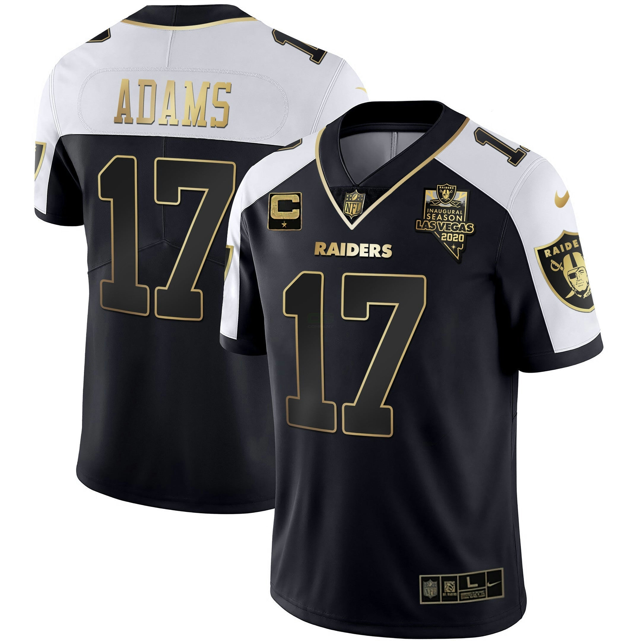Camisa NFL Men’s Alternativa Vapor Preta Dourada & Preta Invertida Limited Inaugural Season Patch