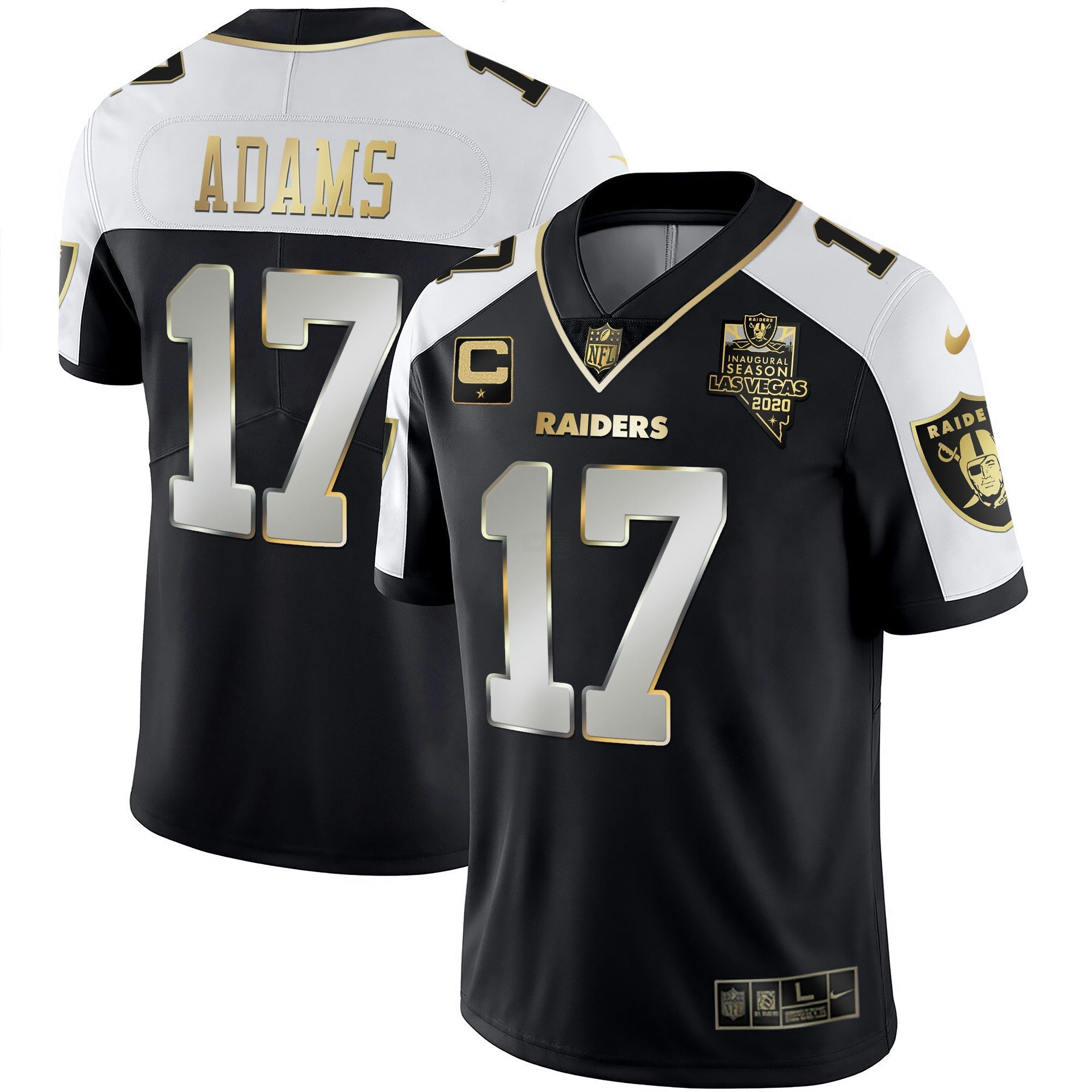 Camisa NFL Men’s Alternativa Vapor Preta Dourada & Preta Invertida Limited Inaugural Season Patch