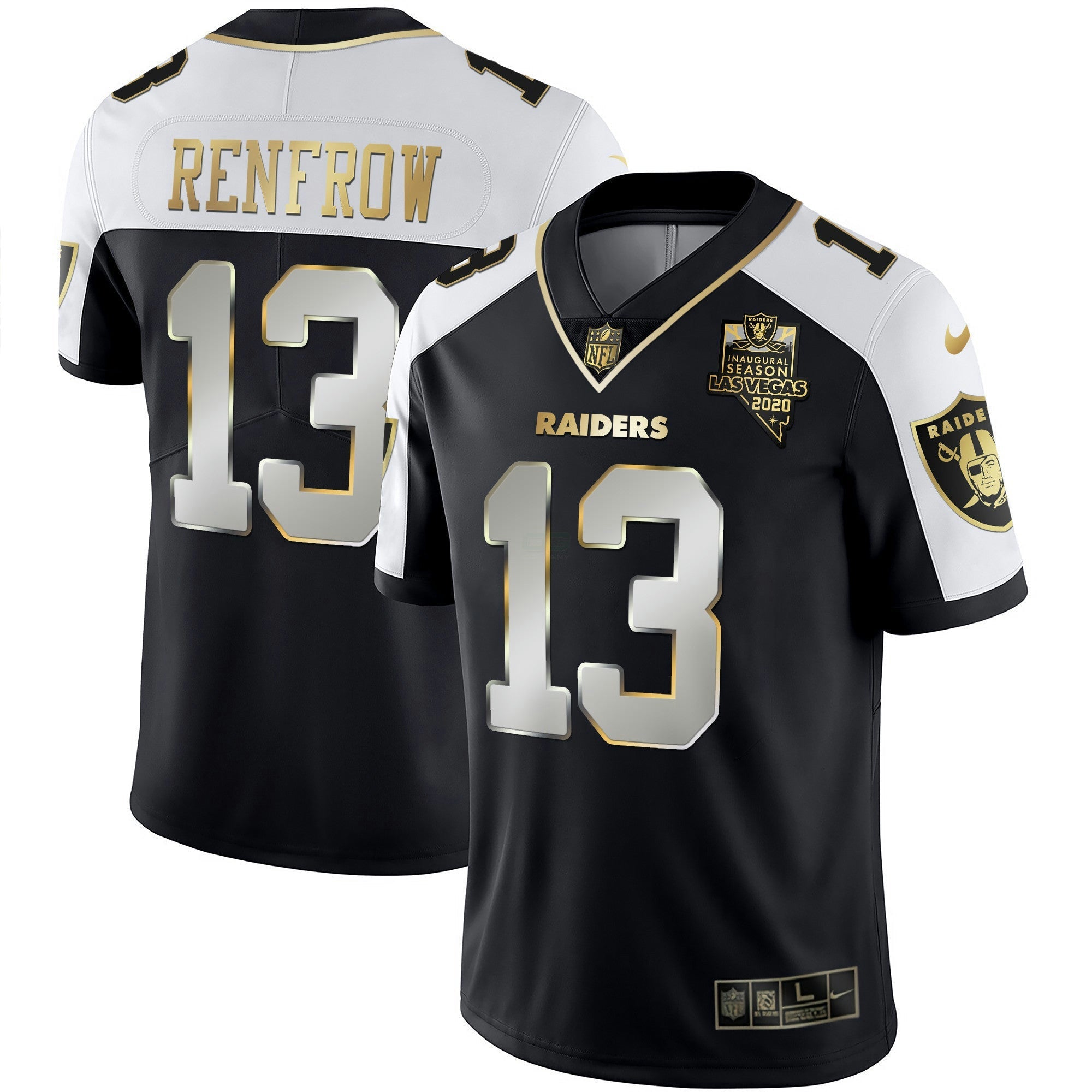 Camisa NFL Men’s Alternativa Vapor Preta Dourada & Preta Invertida Limited Inaugural Season Patch