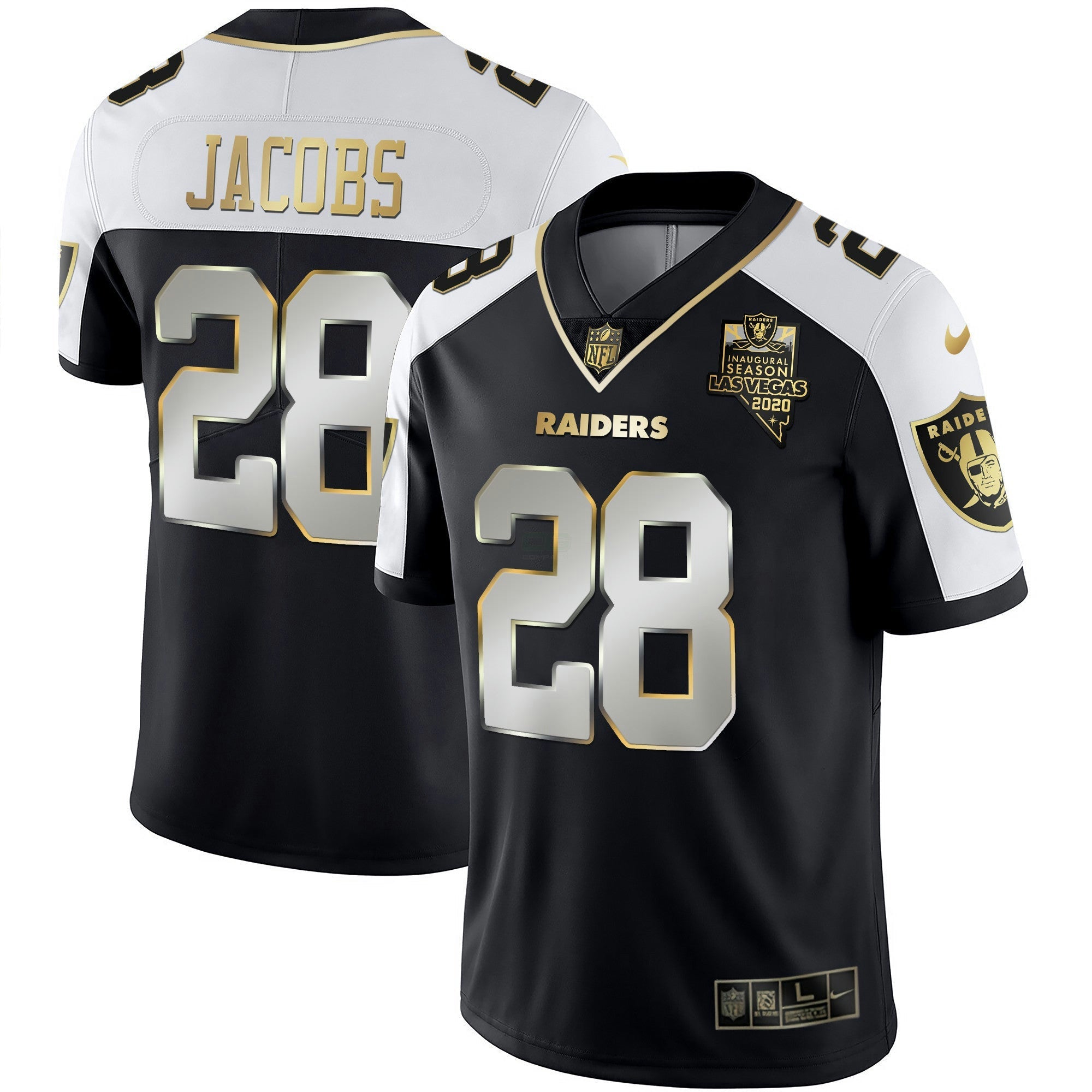 Camisa NFL Men’s Alternativa Vapor Preta Dourada & Preta Invertida Limited Inaugural Season Patch