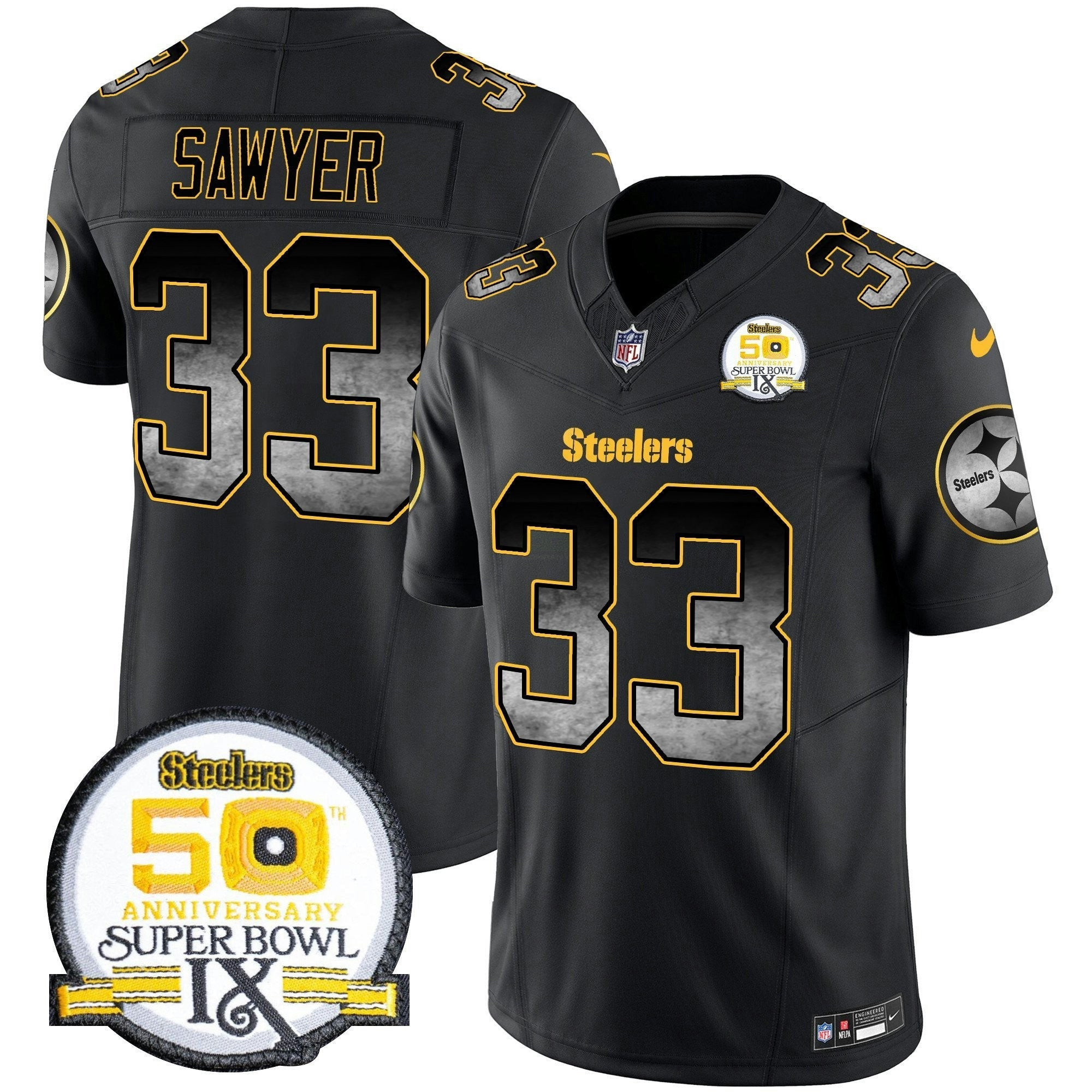 Camisa NFL Men’s Arch Smoke 50th Anniversary Of Super Bowl IX Patch Vapor Limited Jersey