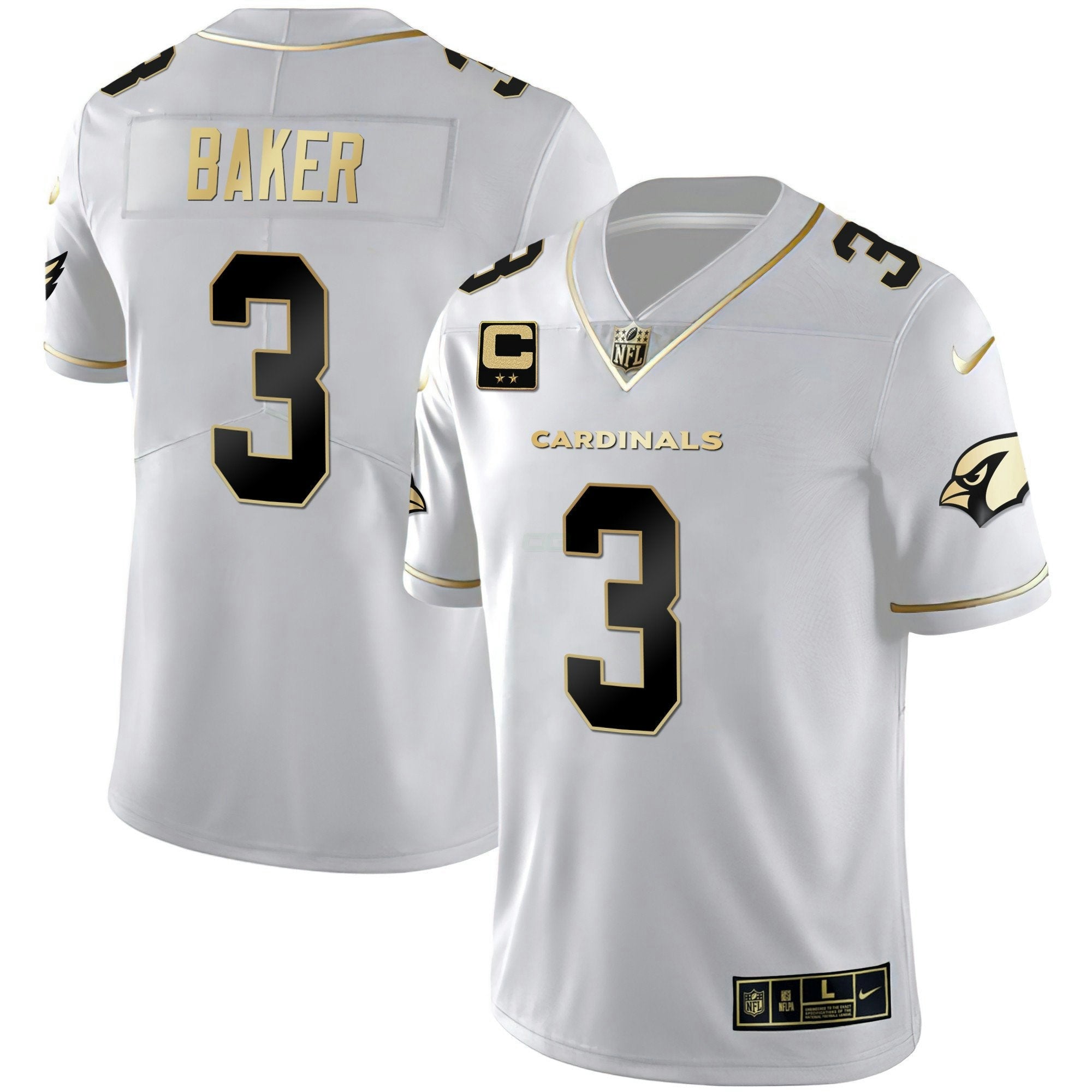 Camisa NFL Men’s Arizona Preta Dourada & Branca Dourada Vapor Limited Jersey
