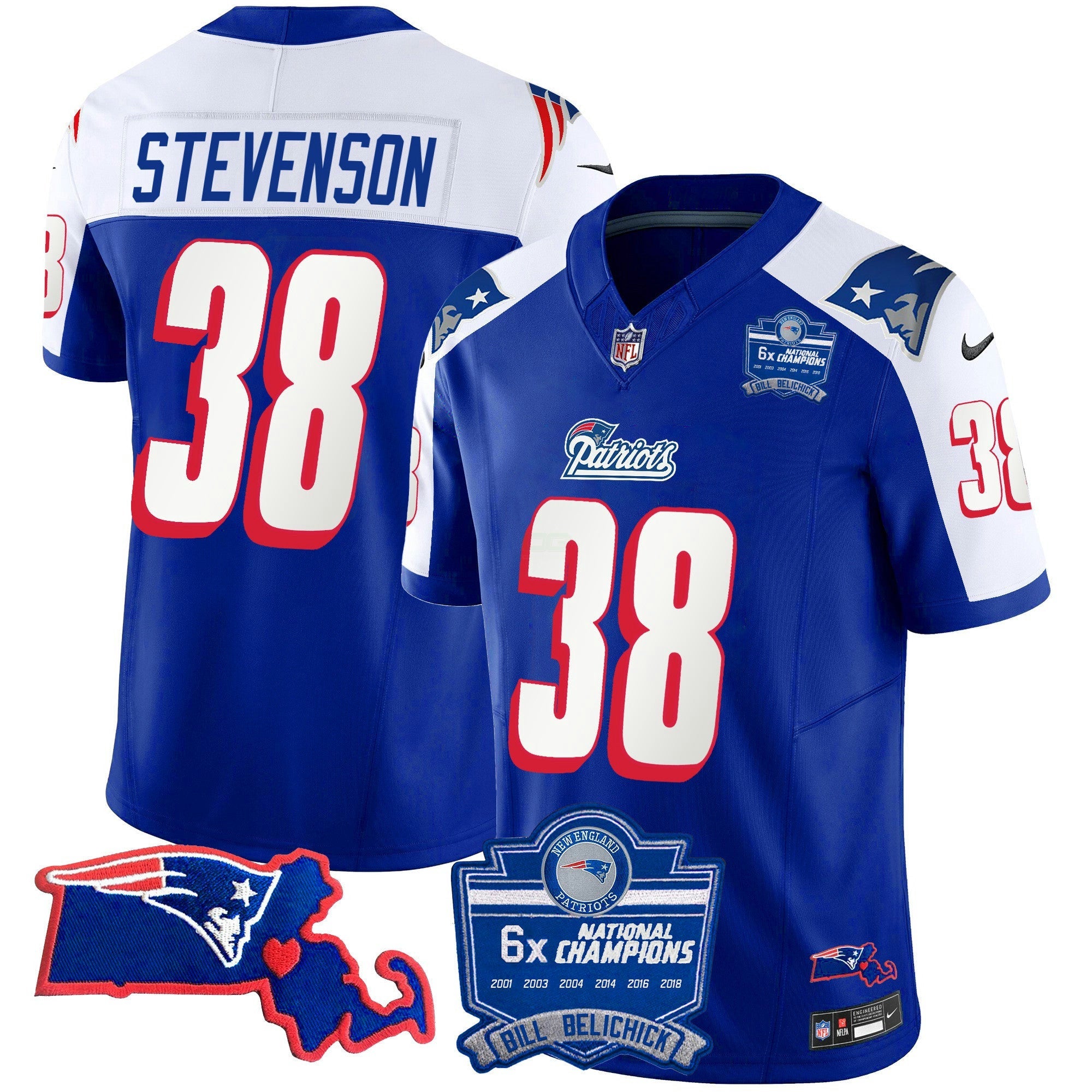 Camisa NFL Men’s Bill Belichick 6x Champions Patch Vapor Jersey