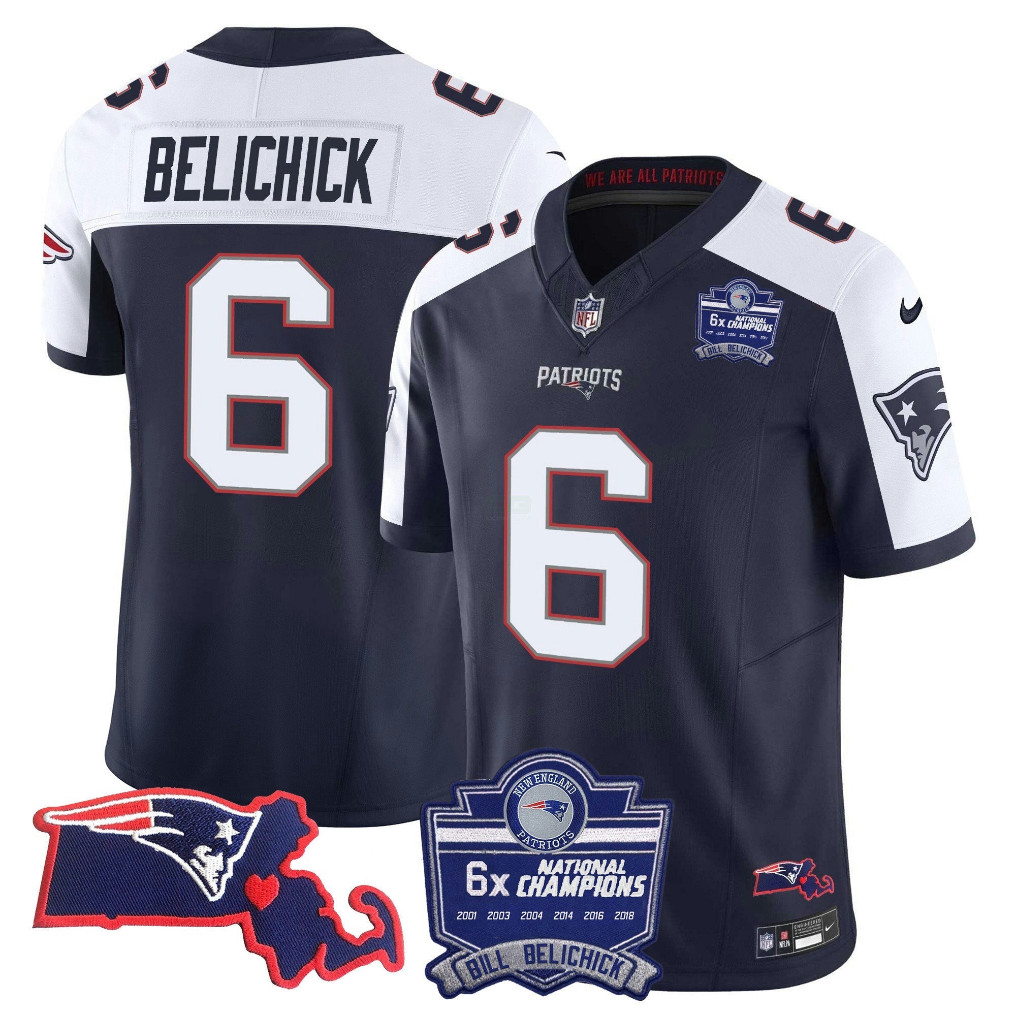 Camisa NFL Men’s Bill Belichick 6x Champions Patch Vapor Jersey