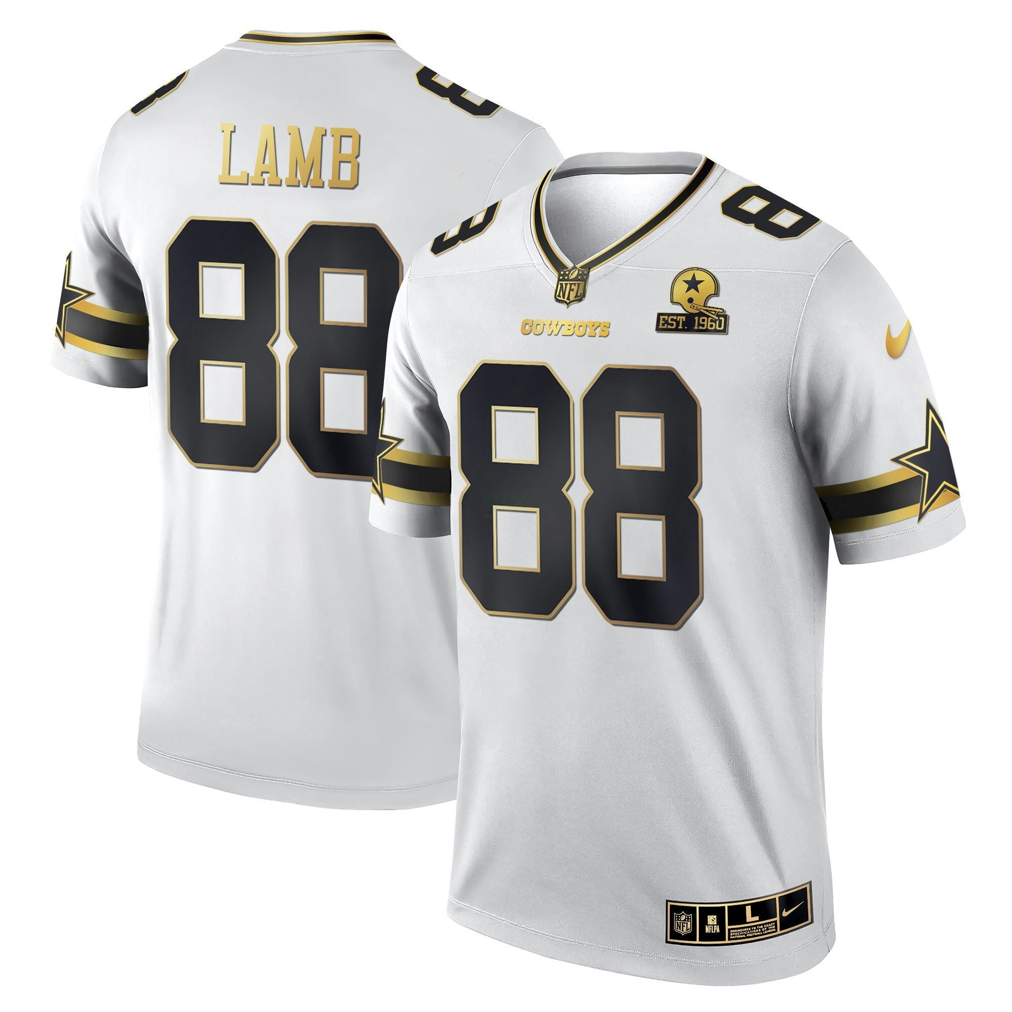 Camisa NFL Men’s Black & Branca Dourada Game Team Est 1960 Patch