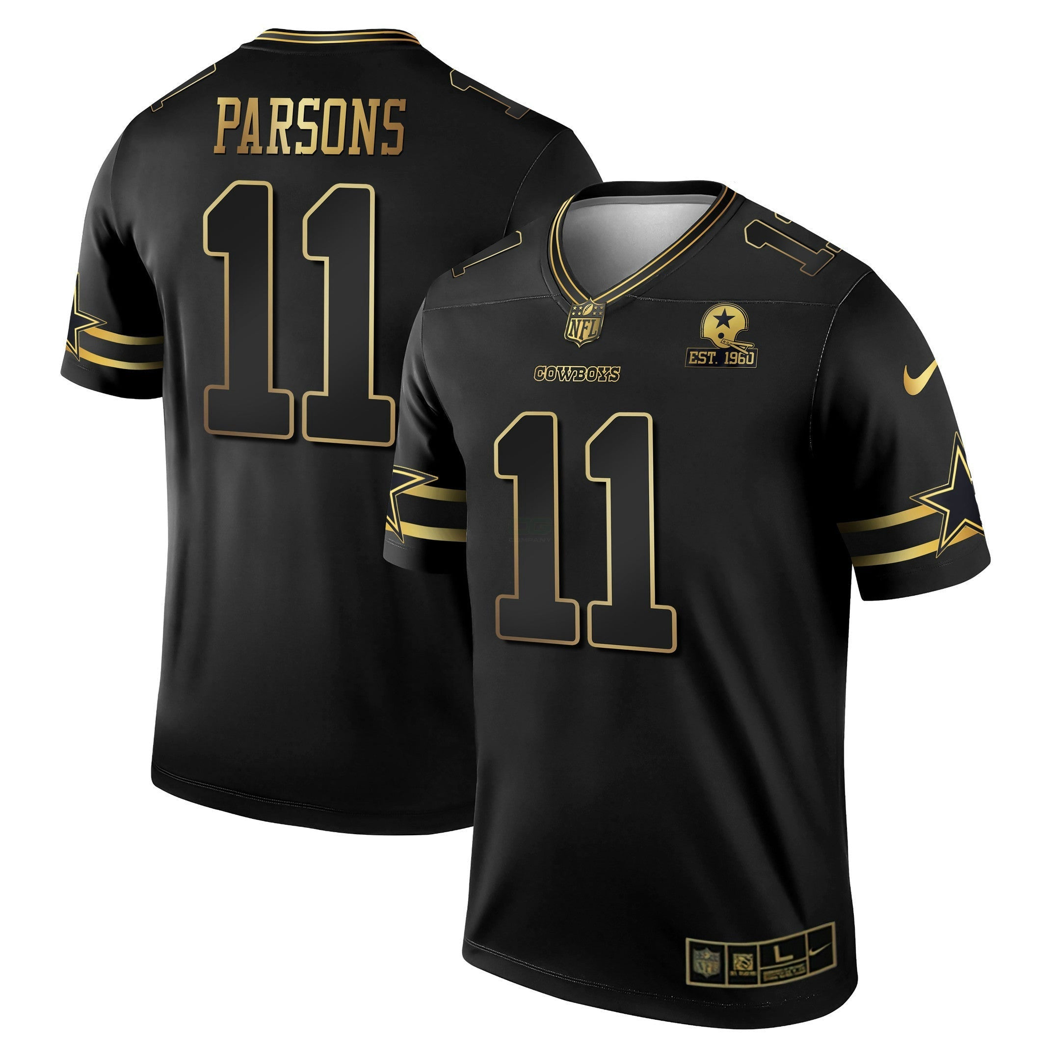 Camisa NFL Men’s Black & Branca Dourada Game Team Est 1960 Patch
