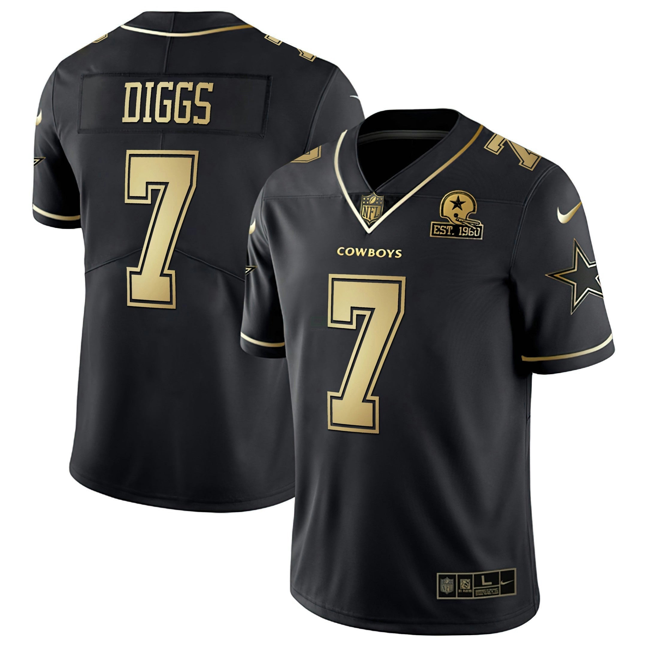 Camisa NFL Men’s Black & Branca Dourada Vapor Limited