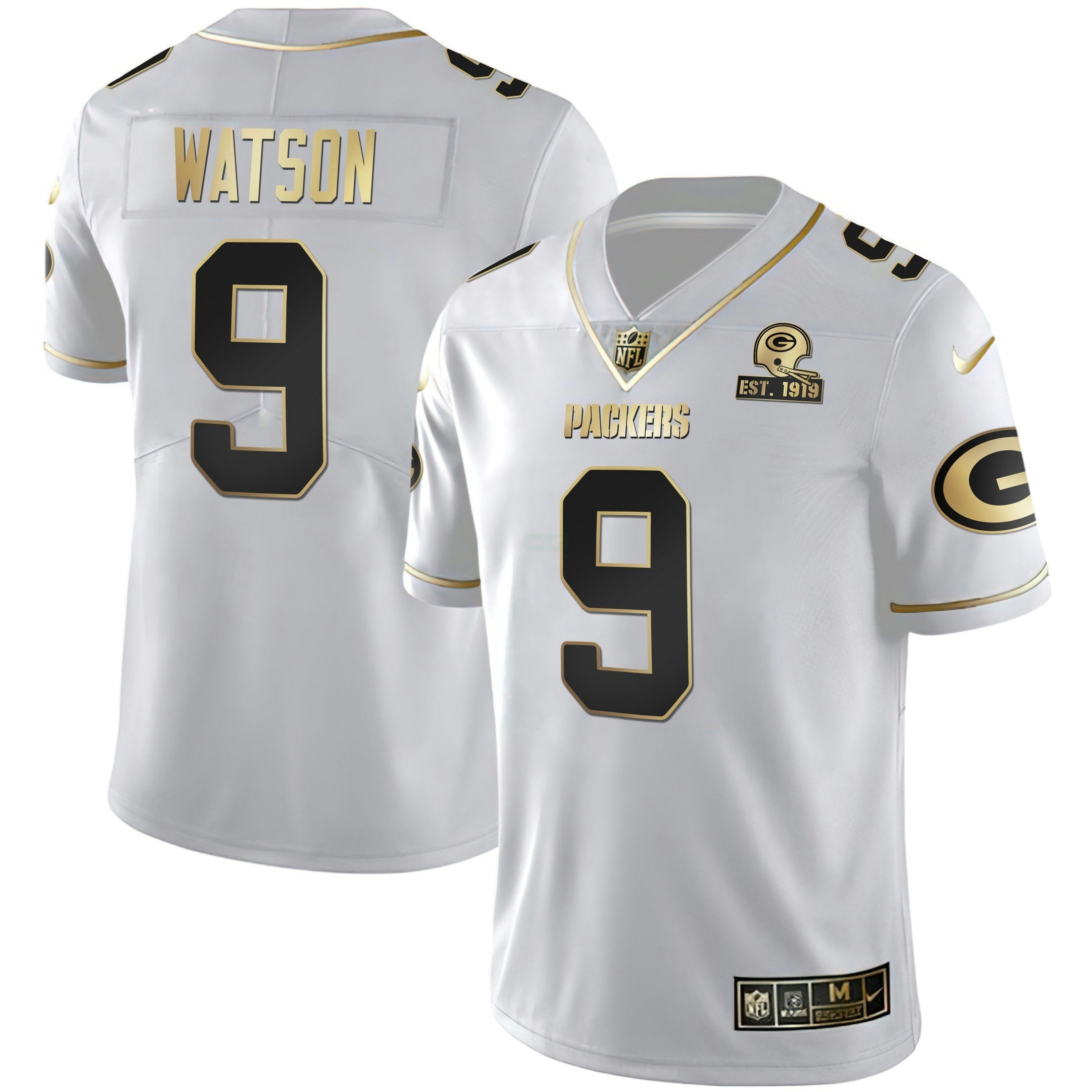 Camisa NFL Men’s Branca Dourada & Preta Dourada Est 1919 Patch