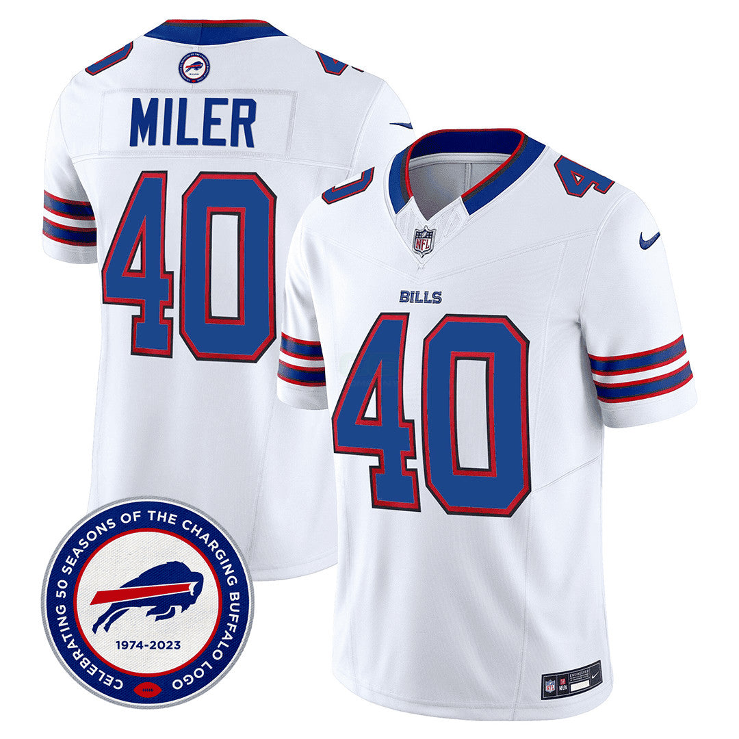 Camisa NFL Men’s Buffalo 50th Charging Logo Patch Vapor Limited Jersey