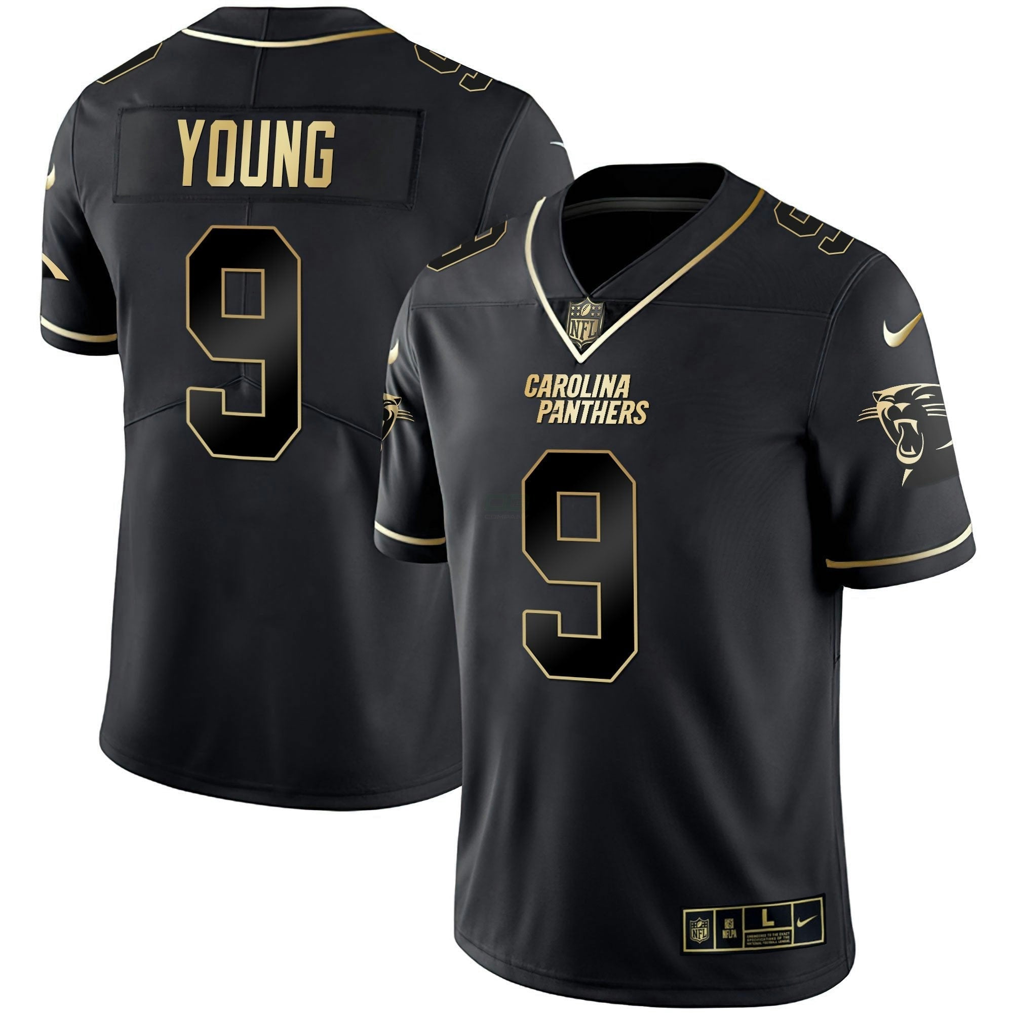 Camisa NFL Men’s Carolina Preta Dourada & Branca Dourada Vapor Limited Jersey