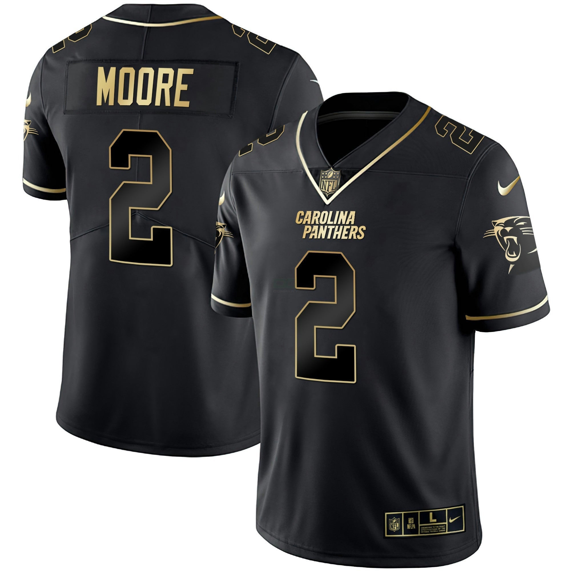 Camisa NFL Men’s Carolina Preta Dourada & Branca Dourada Vapor Limited Jersey
