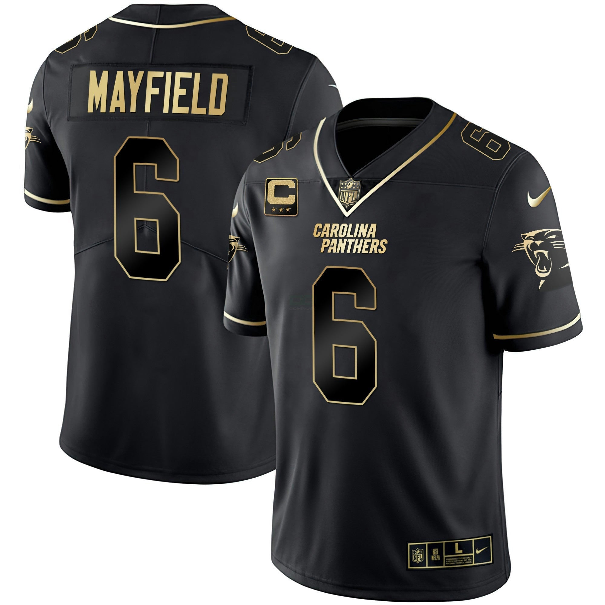 Camisa NFL Men’s Carolina Preta Dourada & Branca Dourada Vapor Limited Jersey