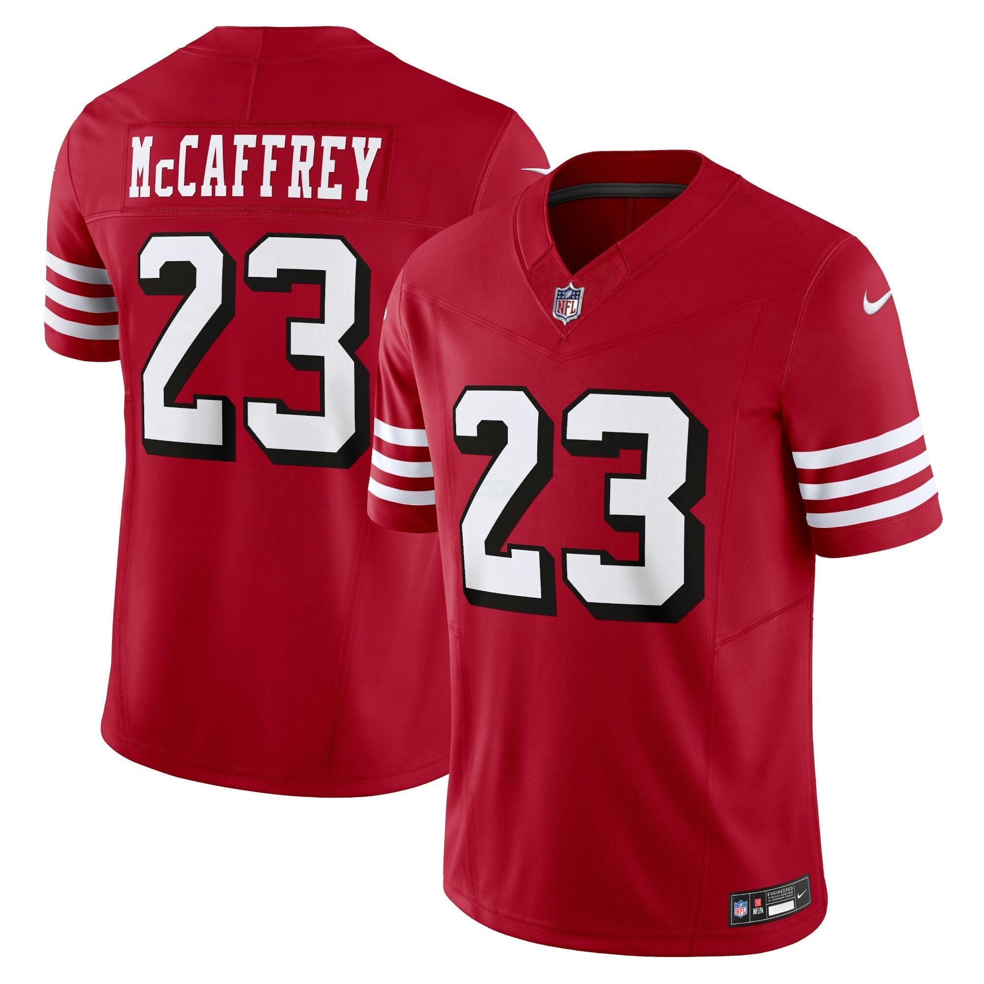 Camisa NFL Men’s Christian McCaffrey Vermelha Throwback Jersey - Branca