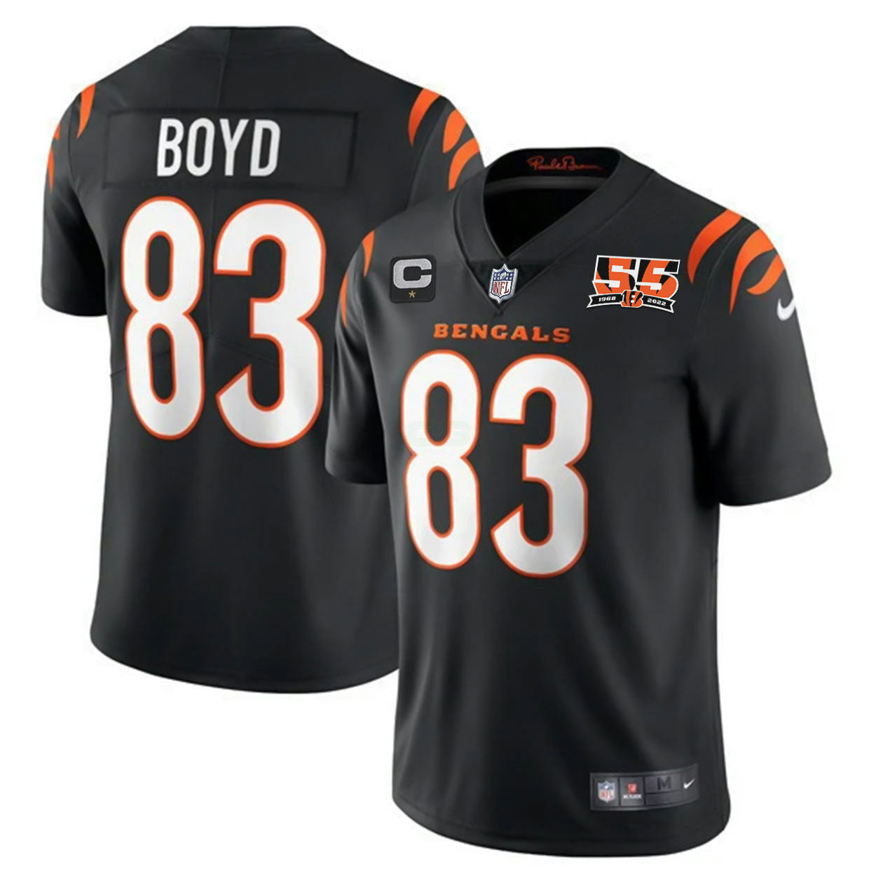 Camisa NFL Men’s Cincinnati 55th 1968 – 2022 Anniversary Patch Player Vapor Limited Jersey