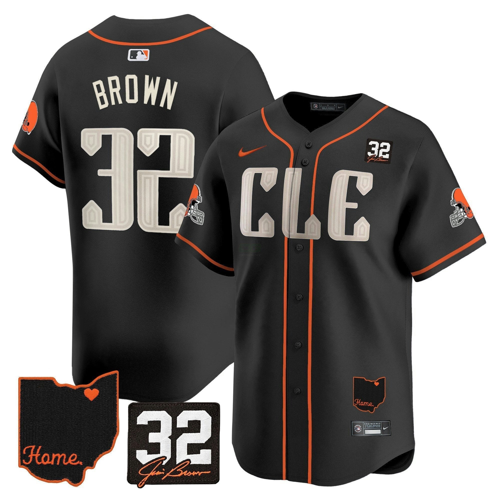 Camisa NFL Men’s Cleveland 2025 Jim Brown Memorial & Home Patch Vapor Premier Limited Jersey