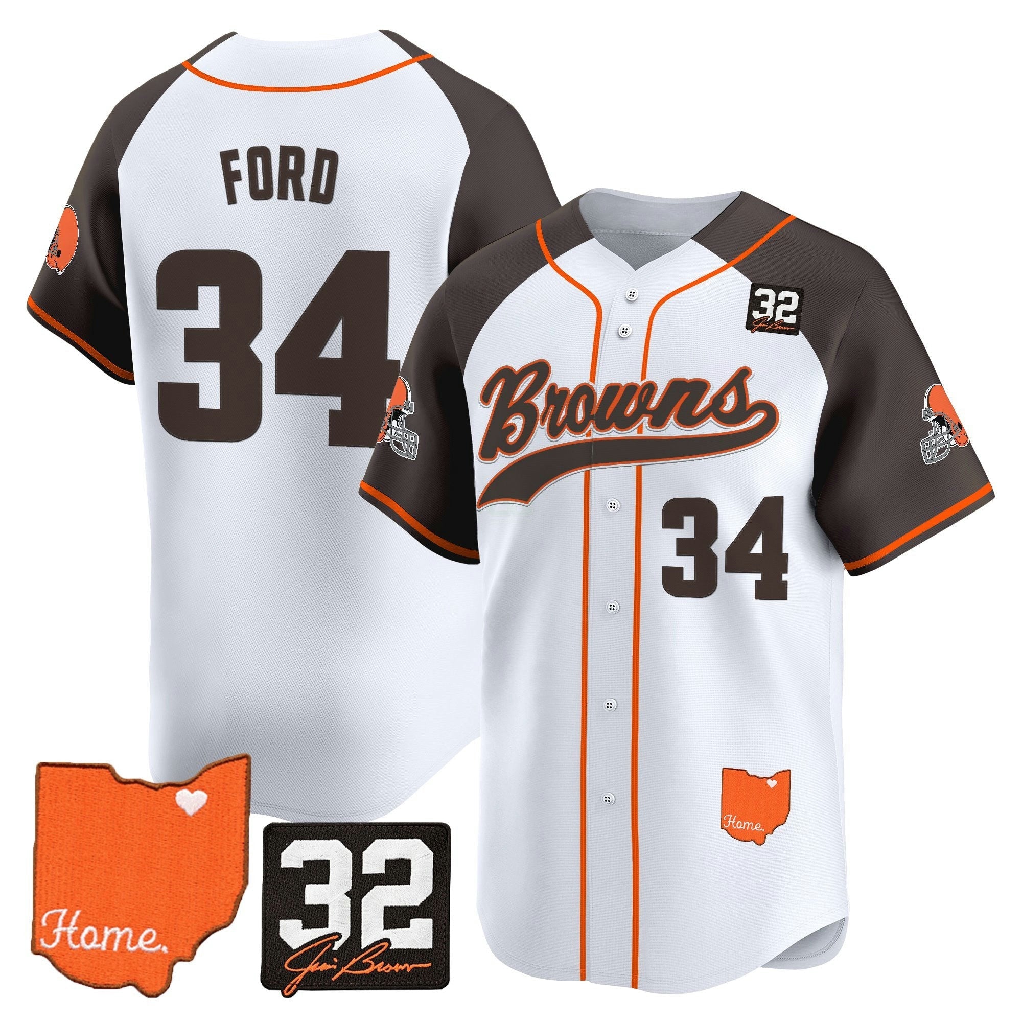 Camisa NFL Men’s Cleveland ‘#32 Jim Brown Memorial & Home Patch’ Vapor Jersey