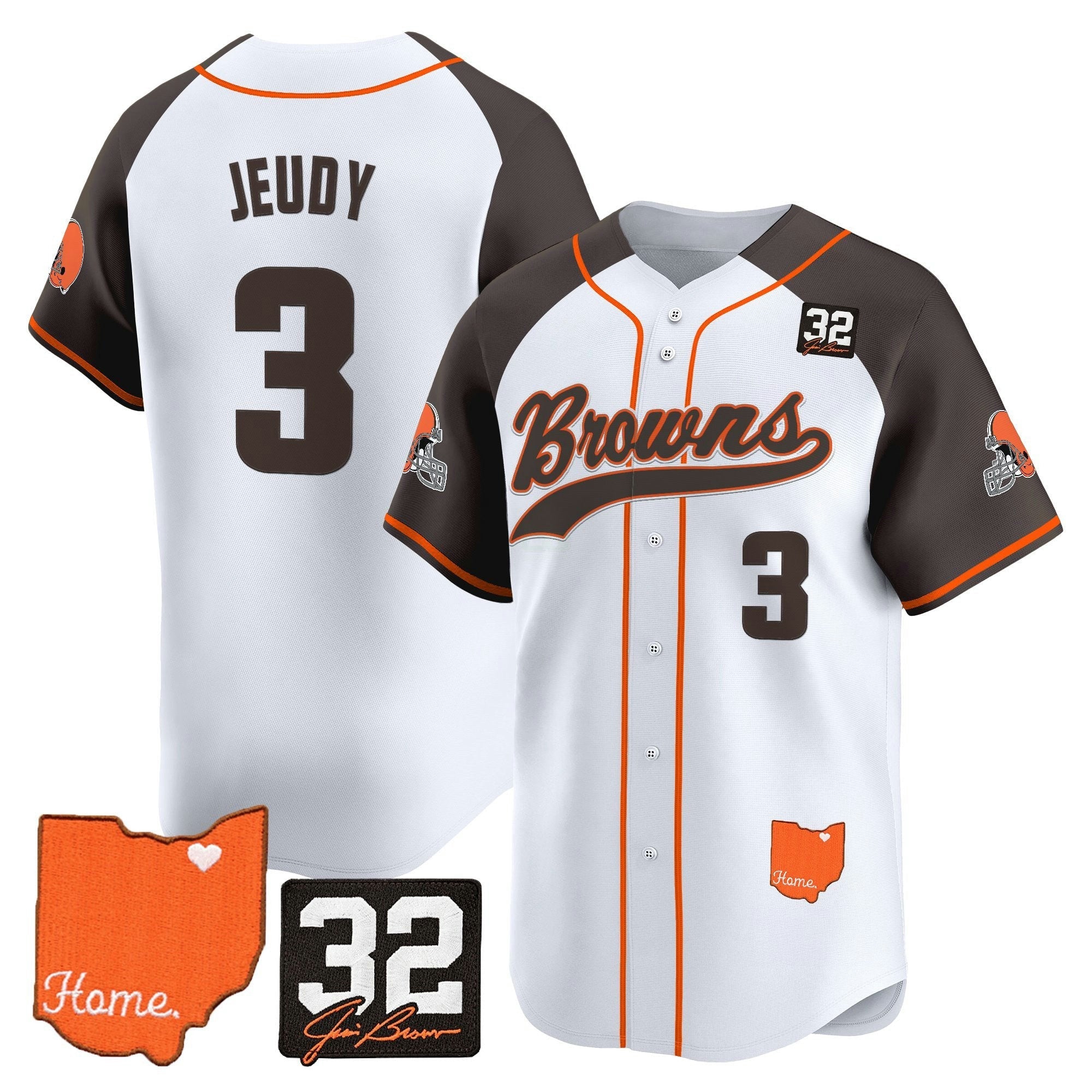 Camisa NFL Men’s Cleveland ‘#32 Jim Brown Memorial & Home Patch’ Vapor Jersey