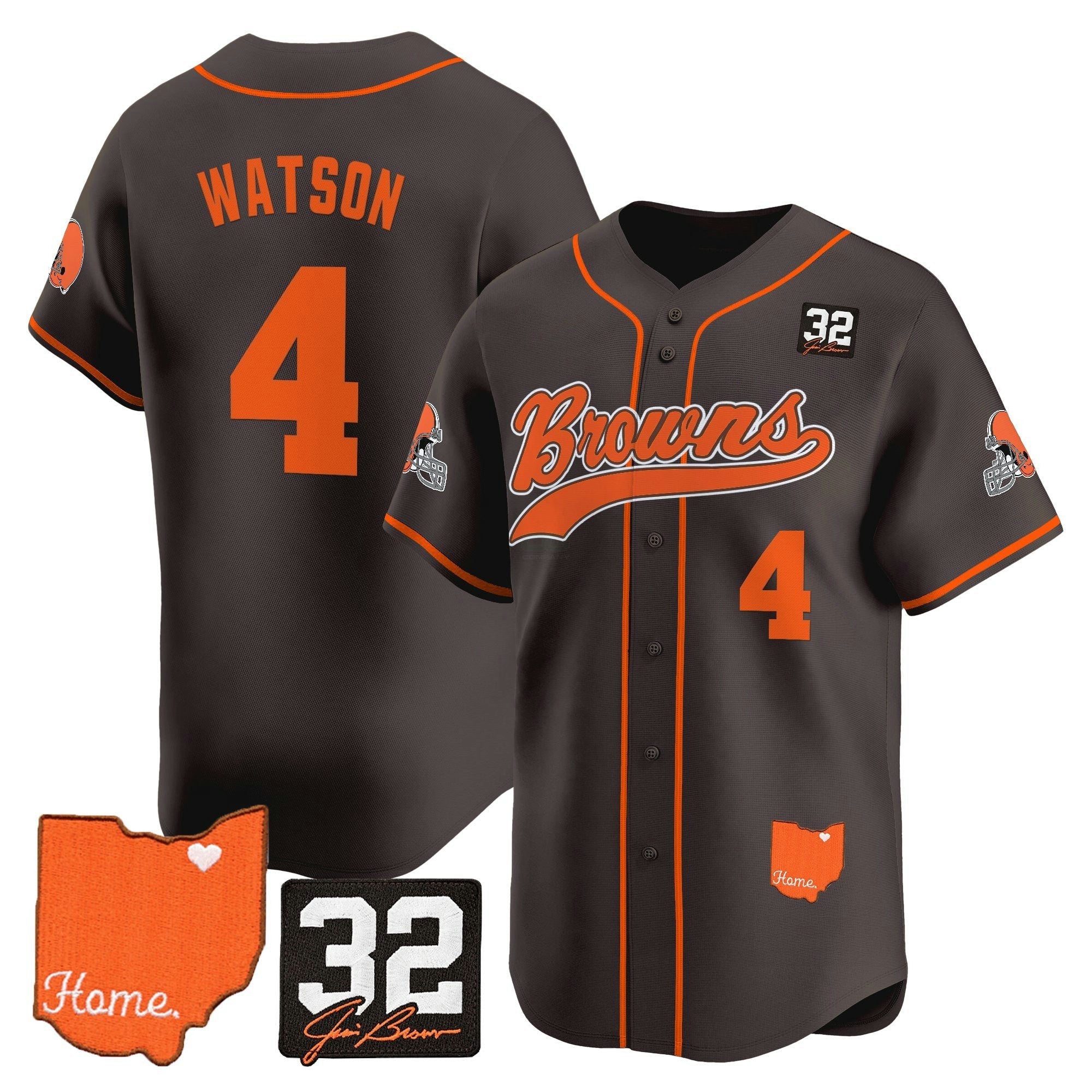 Camisa NFL Men’s Cleveland ‘#32 Jim Brown Memorial & Home Patch’ Vapor Jersey