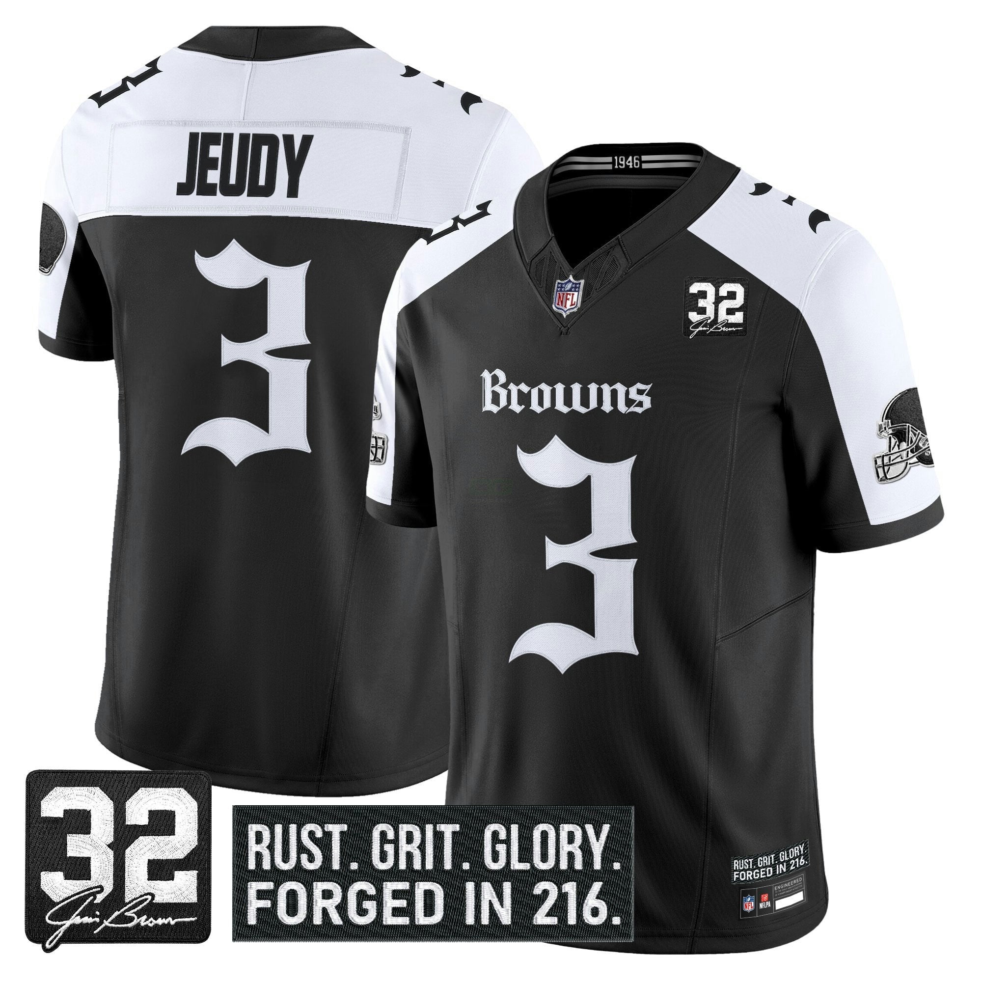 Camisa NFL Men’s Cleveland ‘Gothic Dawg Shadows Drop’ Vapor Limited Jersey