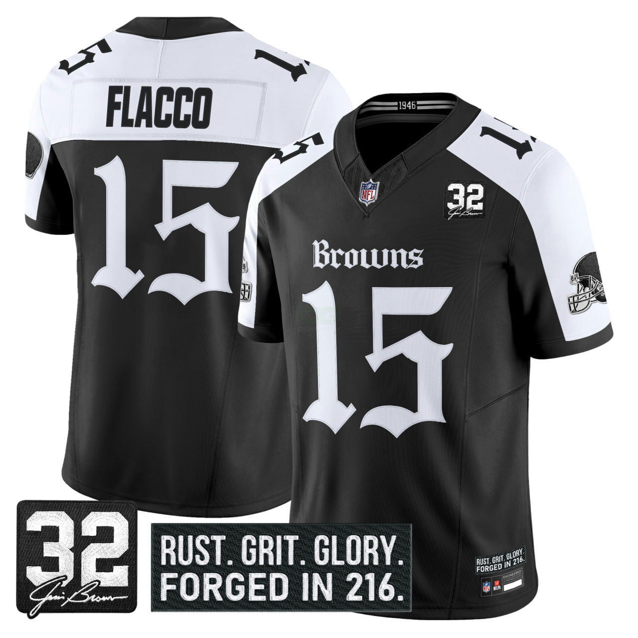Camisa NFL Men’s Cleveland ‘Gothic Dawg Shadows Drop’ Vapor Limited Jersey