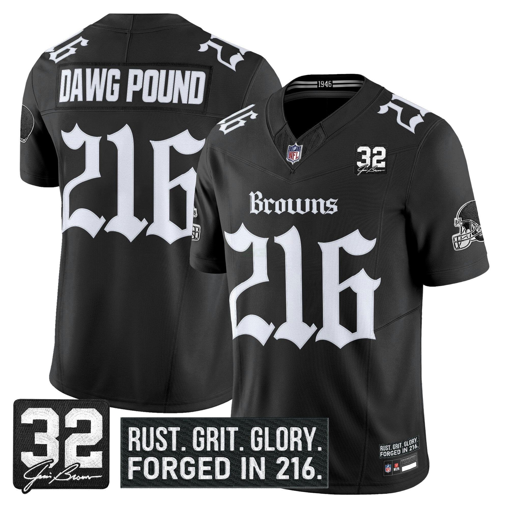 Camisa NFL Men’s Cleveland ‘Gothic Dawg Shadows Drop’ Vapor Limited Jersey