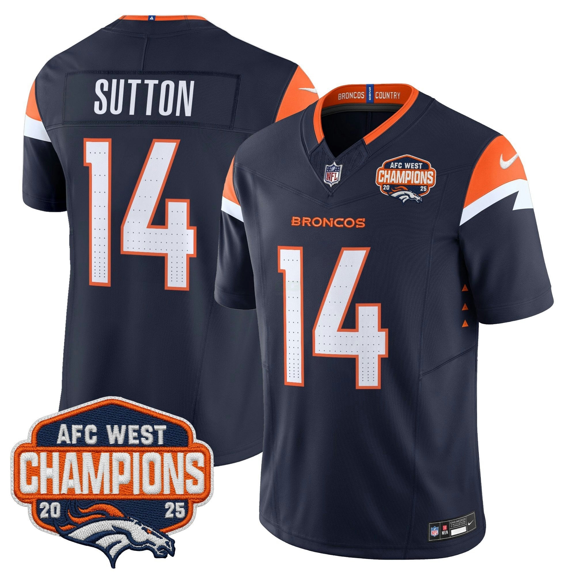 Camisa NFL Men’s Denver 2025 AFC West Division Champions Vapor Limited Jersey