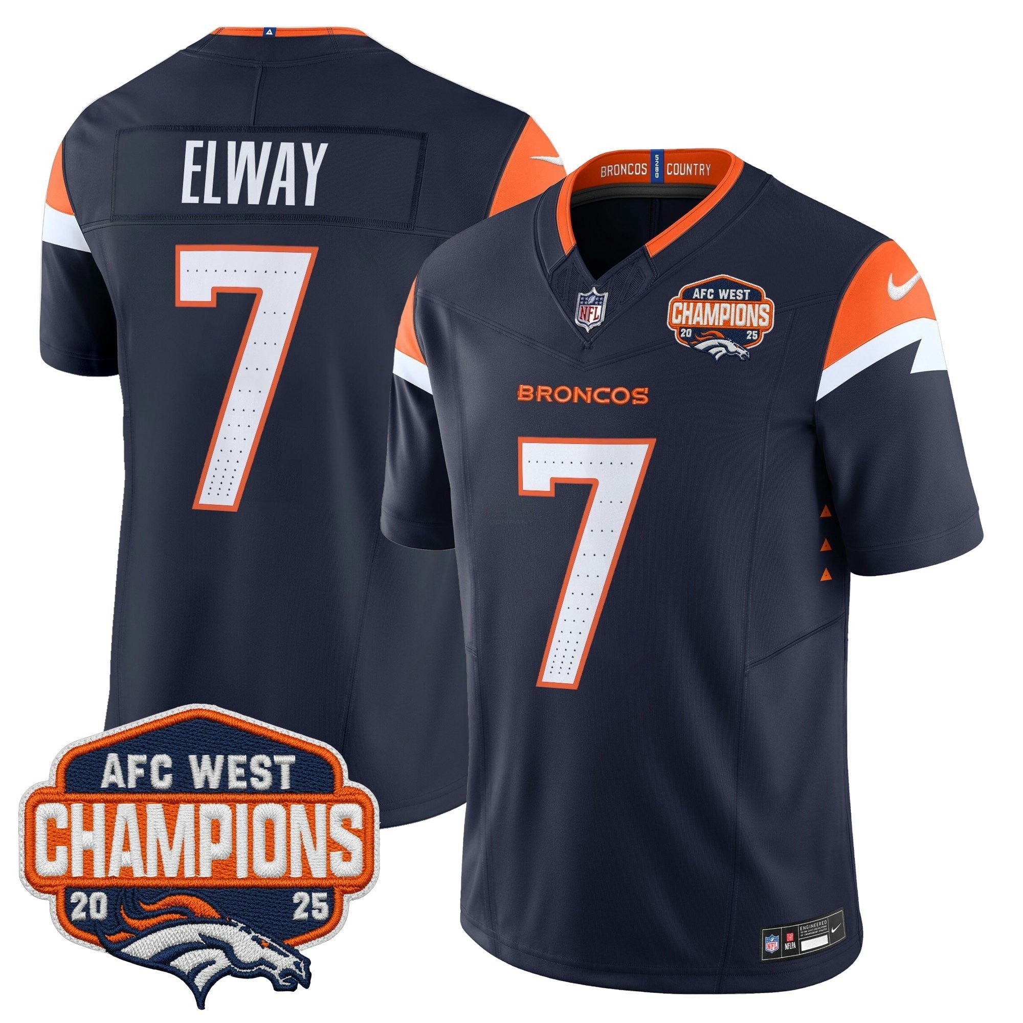 Camisa NFL Men’s Denver 2025 AFC West Division Champions Vapor Limited Jersey
