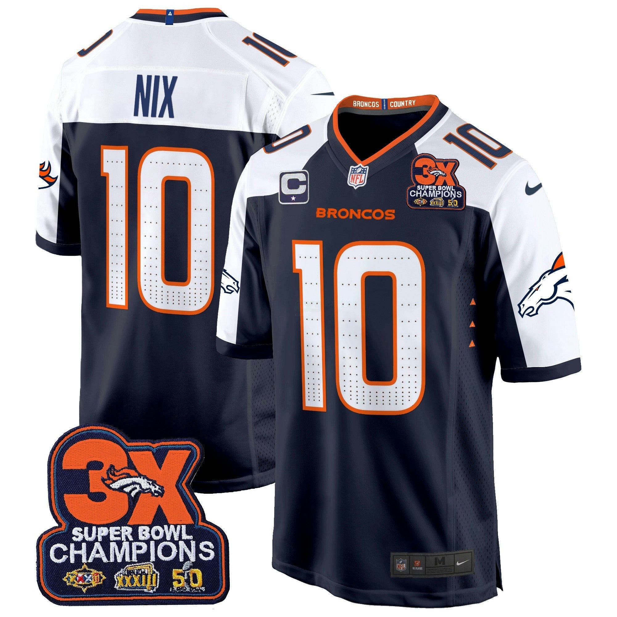 Camisa NFL Men’s Denver 3-Time Champions Patch Game Jersey – Al Stitched
