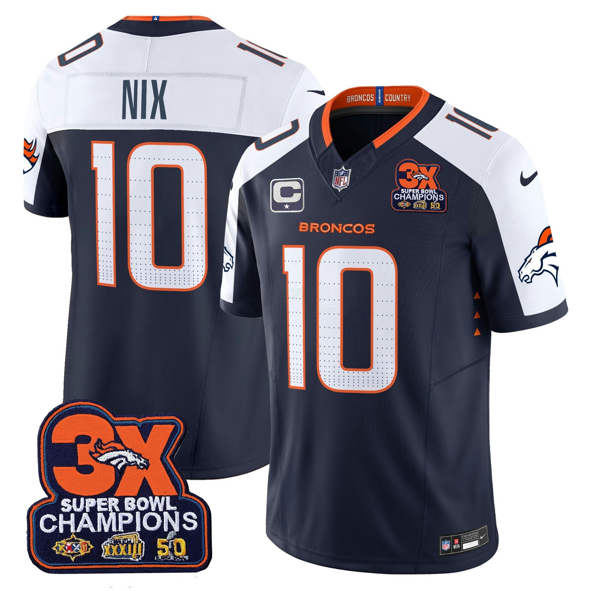 Camisa NFL Men’s Denver 3-Time Champions Patch Vapor Limited Jersey