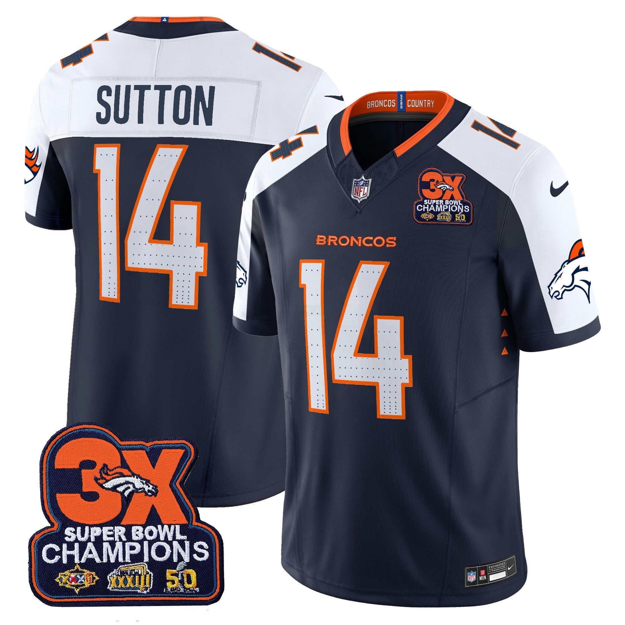 Camisa NFL Men’s Denver 3-Time Champions Patch Vapor Limited Jersey