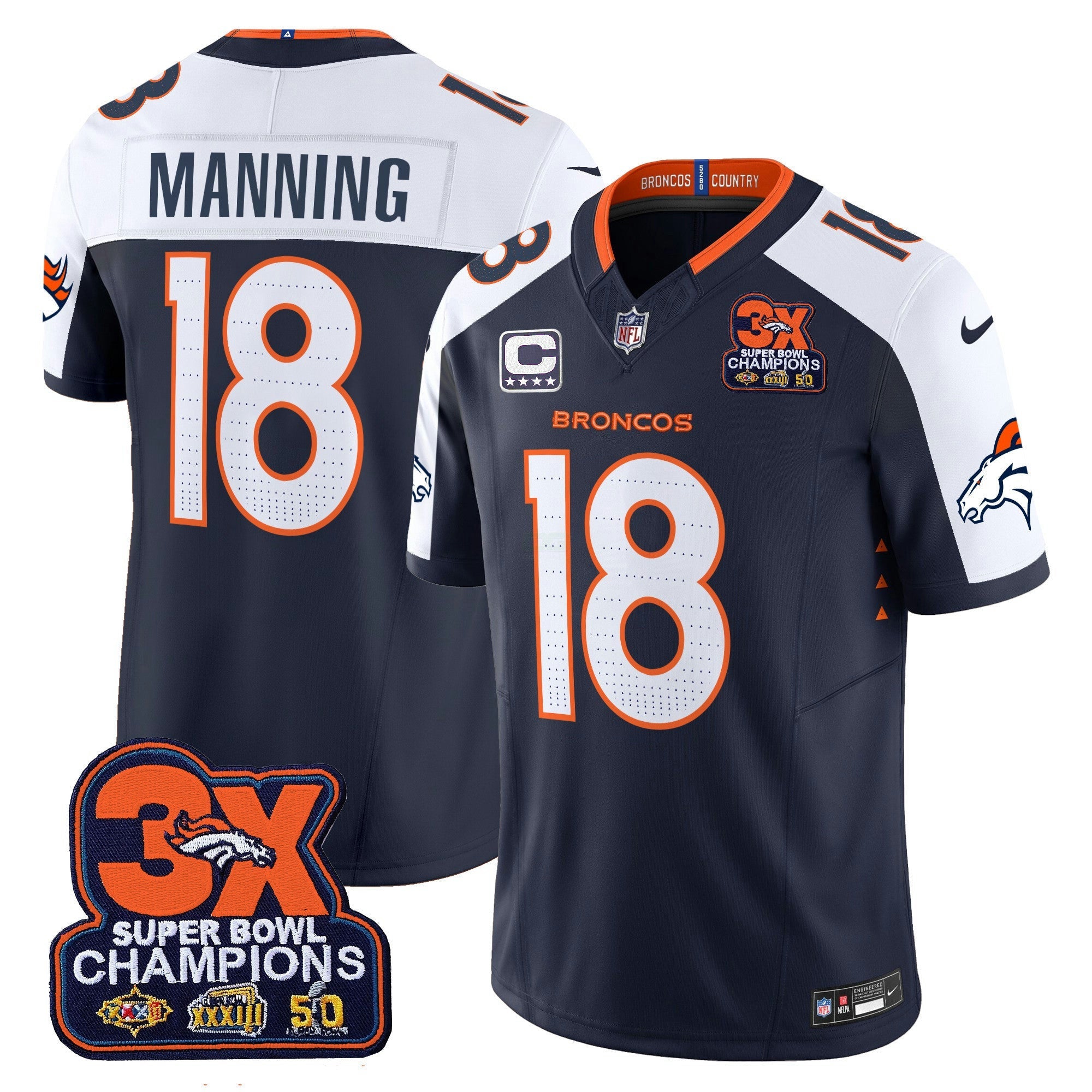 Camisa NFL Men’s Denver 3-Time Champions Patch Vapor Limited Jersey
