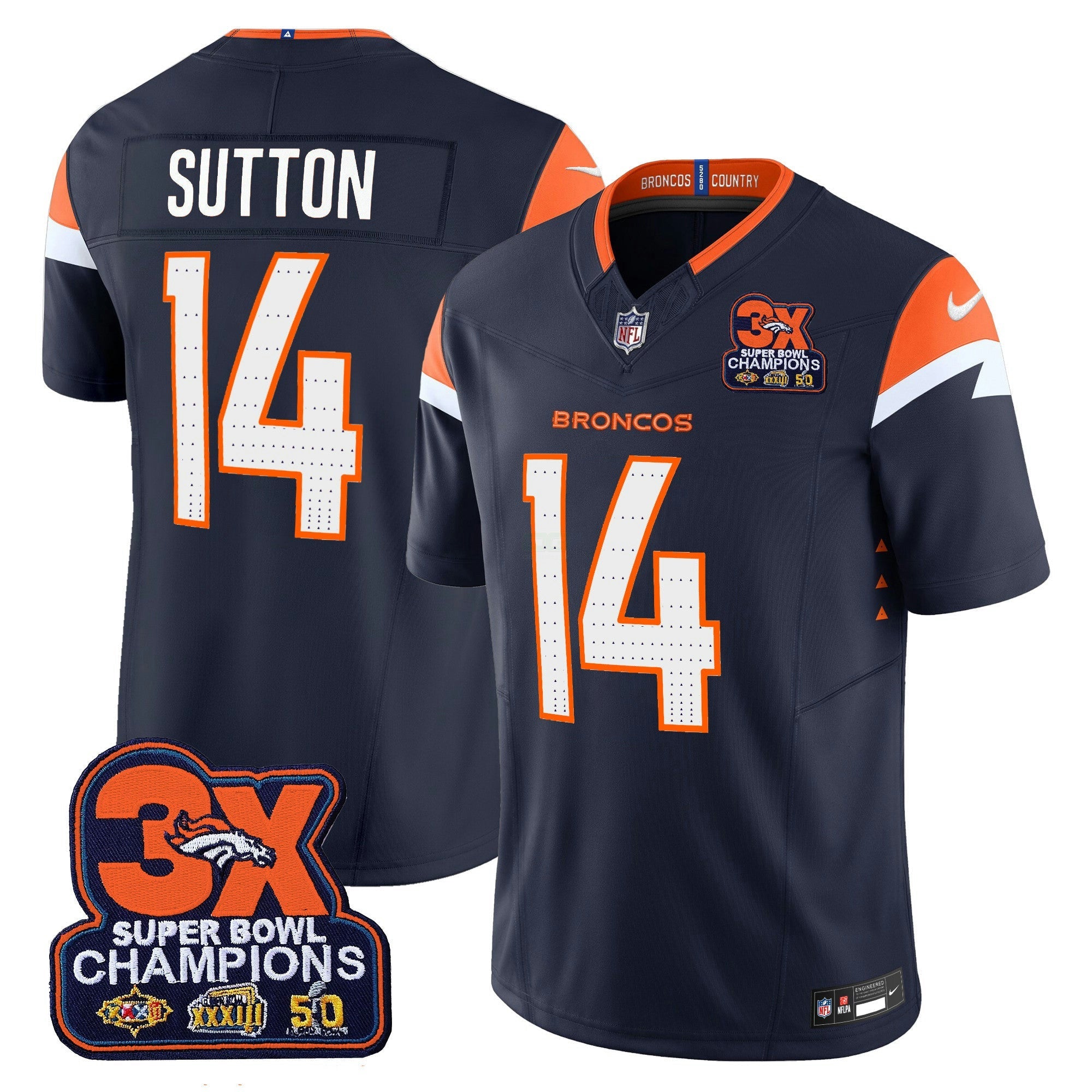 Camisa NFL Men’s Denver 3-Time Champions Patch Vapor Limited Jersey