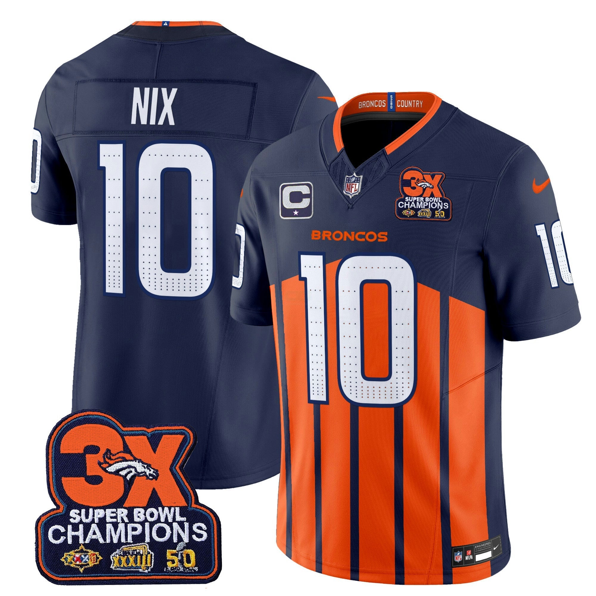 Camisa NFL Men’s Denver 3-Time Champions Patch Vapor Limited Jersey V2