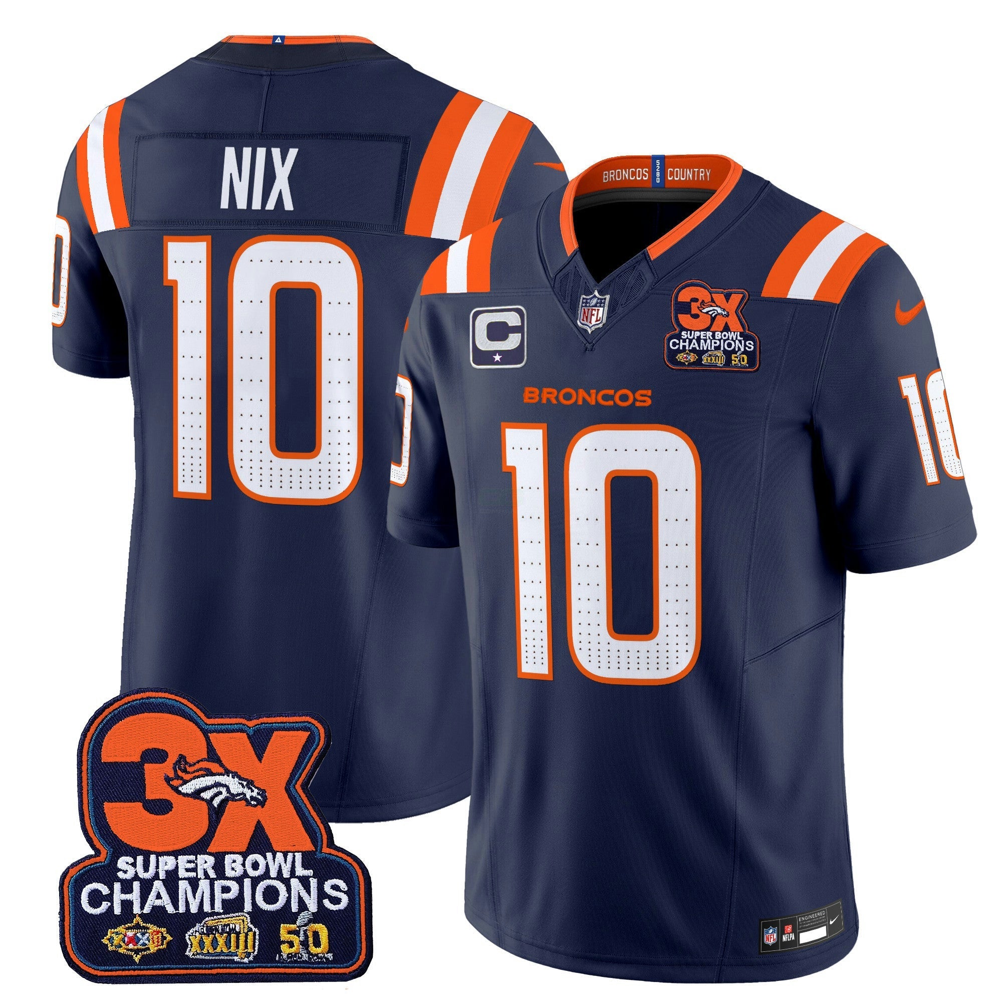 Camisa NFL Men’s Denver 3-Time Champions Patch Vapor Limited Jersey V2