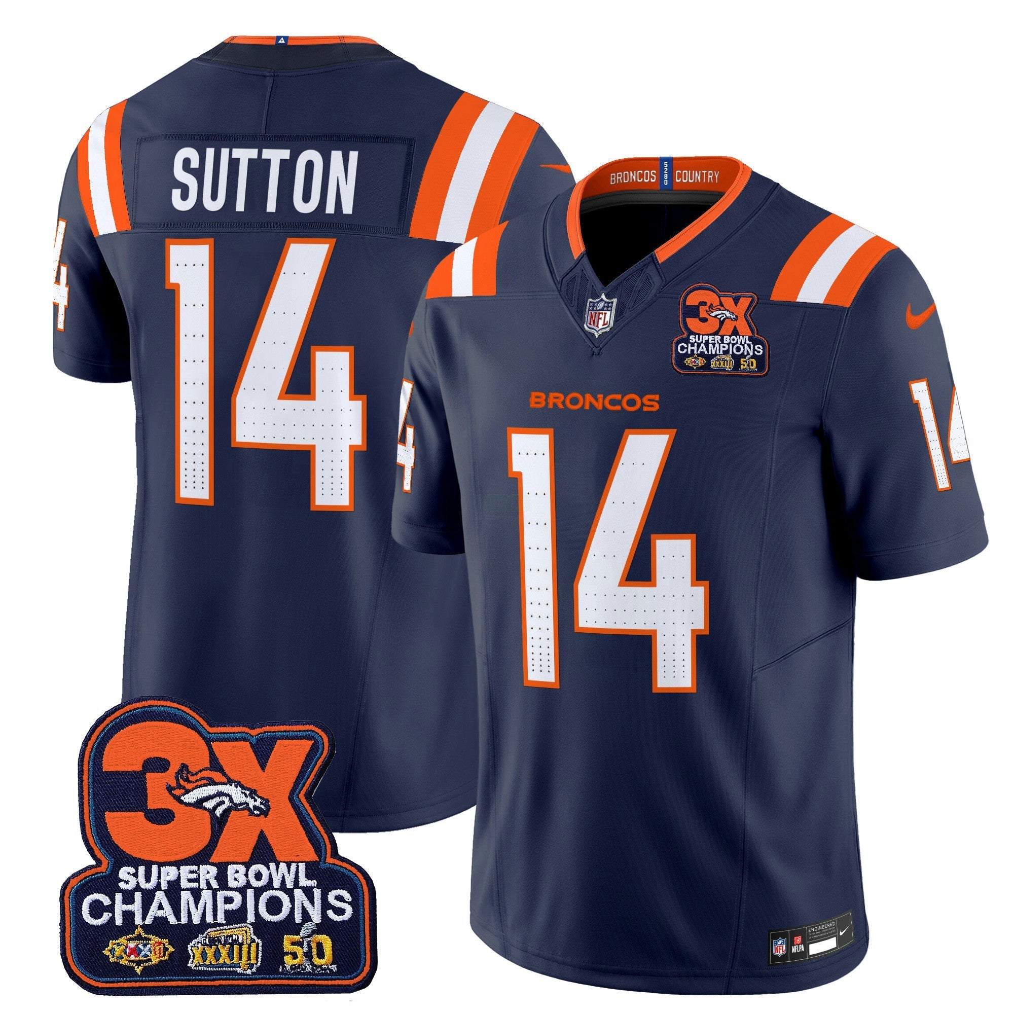 Camisa NFL Men’s Denver 3-Time Champions Patch Vapor Limited Jersey V2