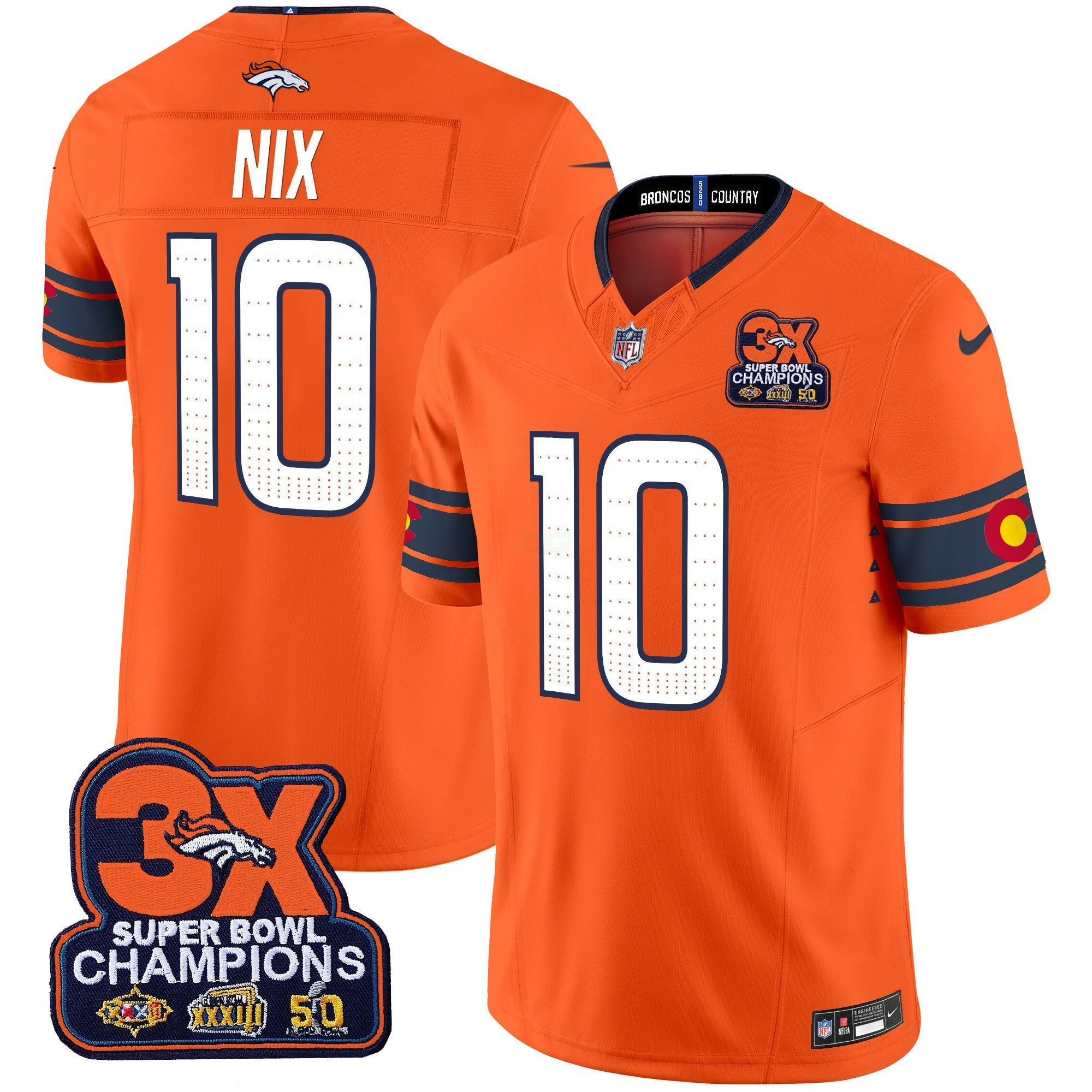 Camisa NFL Men’s Denver 3x Patch “Colorado Flag” Vapor Limited Jersey