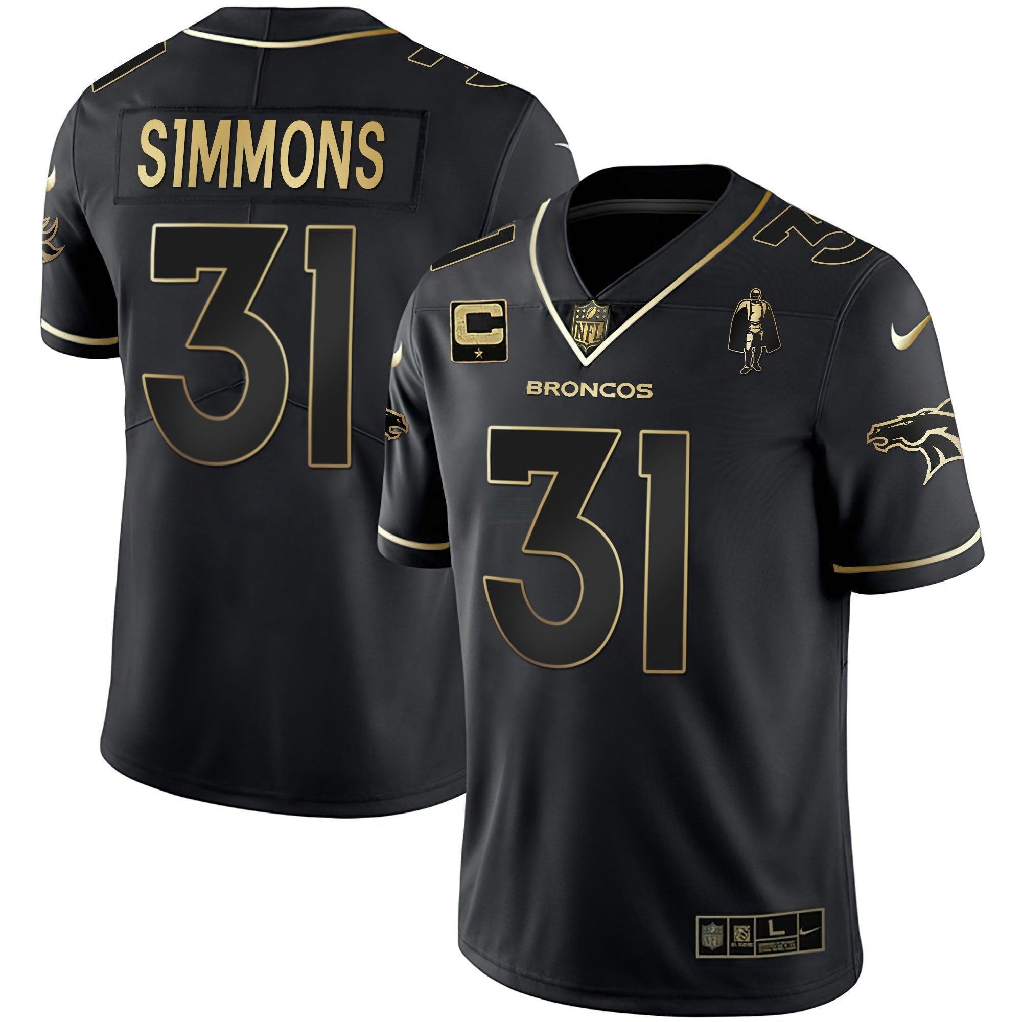Camisa NFL Men’s Denver Branca Dourada and Preta Dourada Jersey