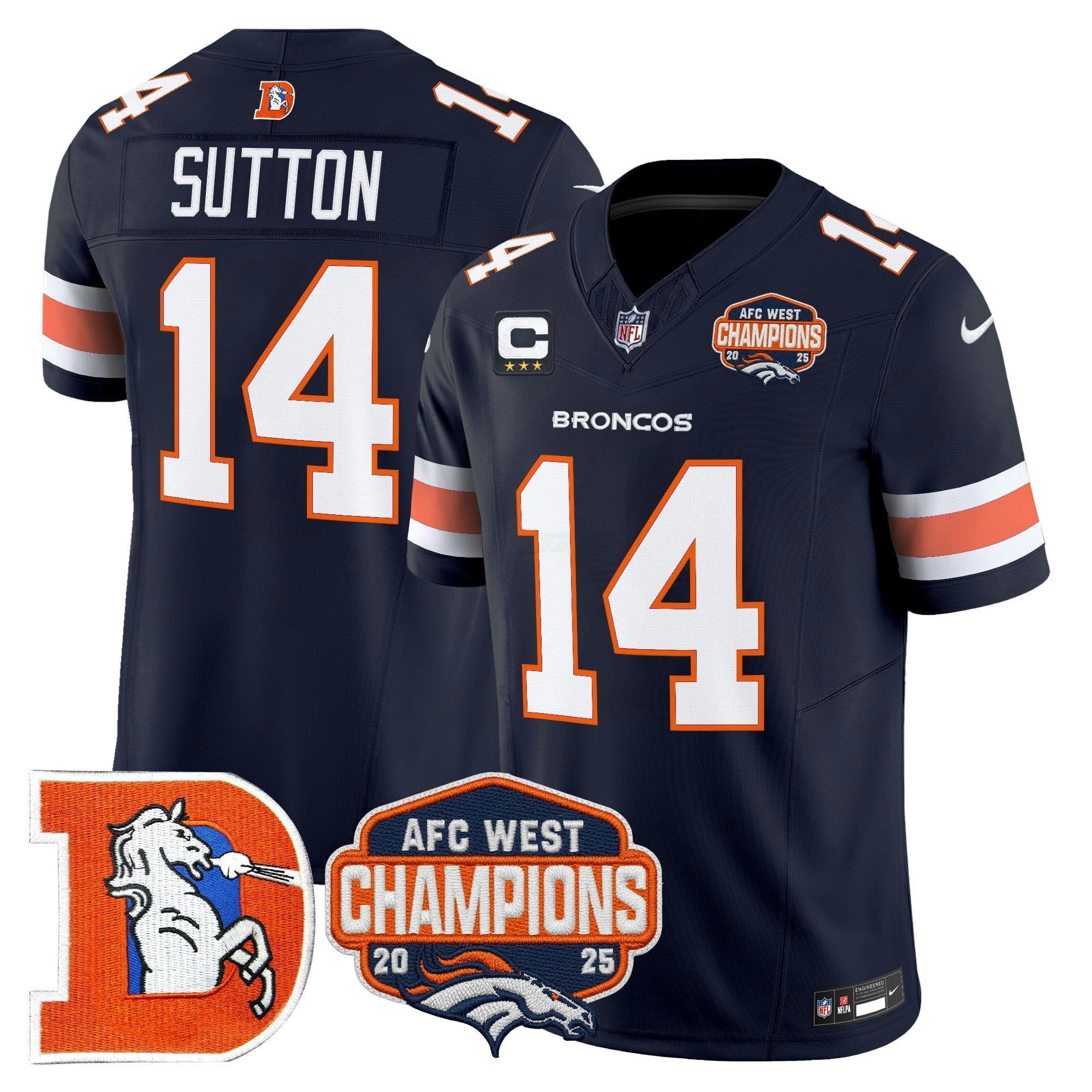Camisa NFL Men’s Denver Throwback Vapor Limited Jersey – 2025 AFC West Division Champions Patch