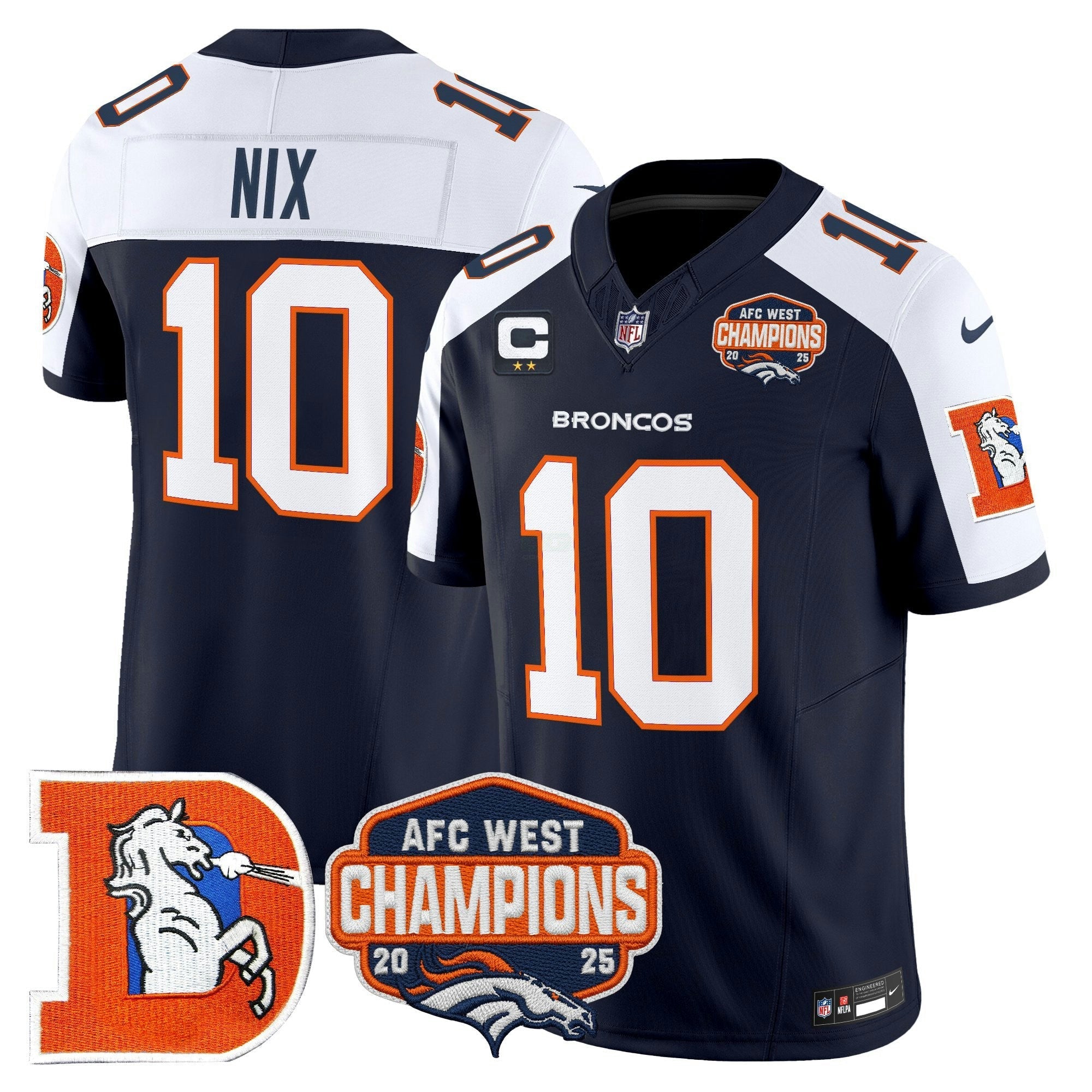 Camisa NFL Men’s Denver Throwback Vapor Limited Jersey – 2025 AFC West Division Champions Patch