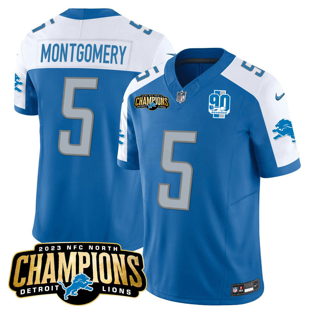 Camisa NFL Men’s Detroit 2023 NFC North Champions Patch Vapor Jersey V2