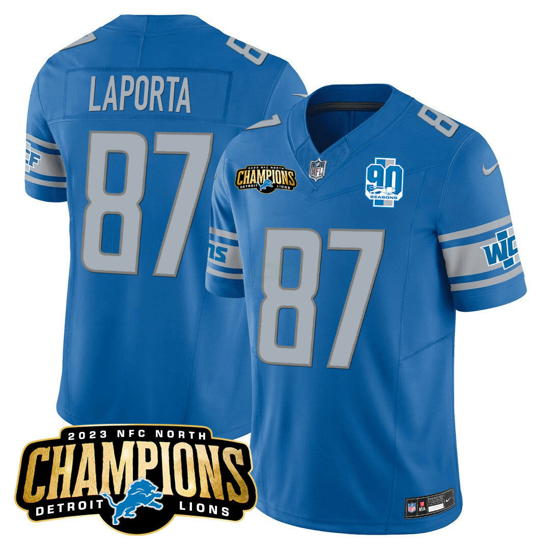Camisa NFL Men’s Detroit 2023 NFC North Champions Patch Vapor Jersey V2