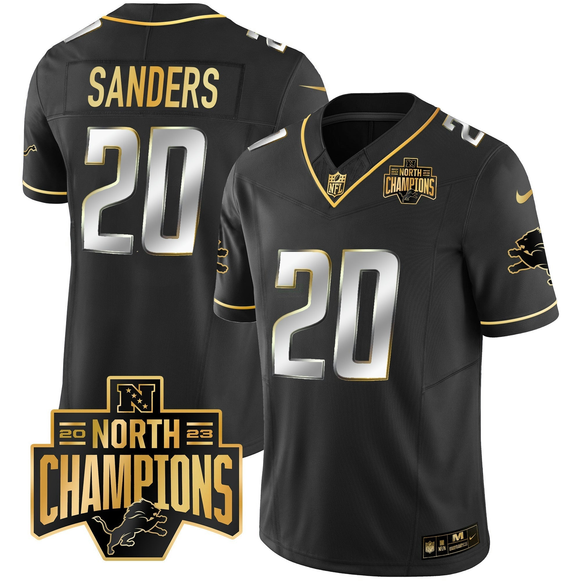 Camisa NFL Men’s Detroit 2023 NFC North Division Champions Patch Vapor Dourada Jersey