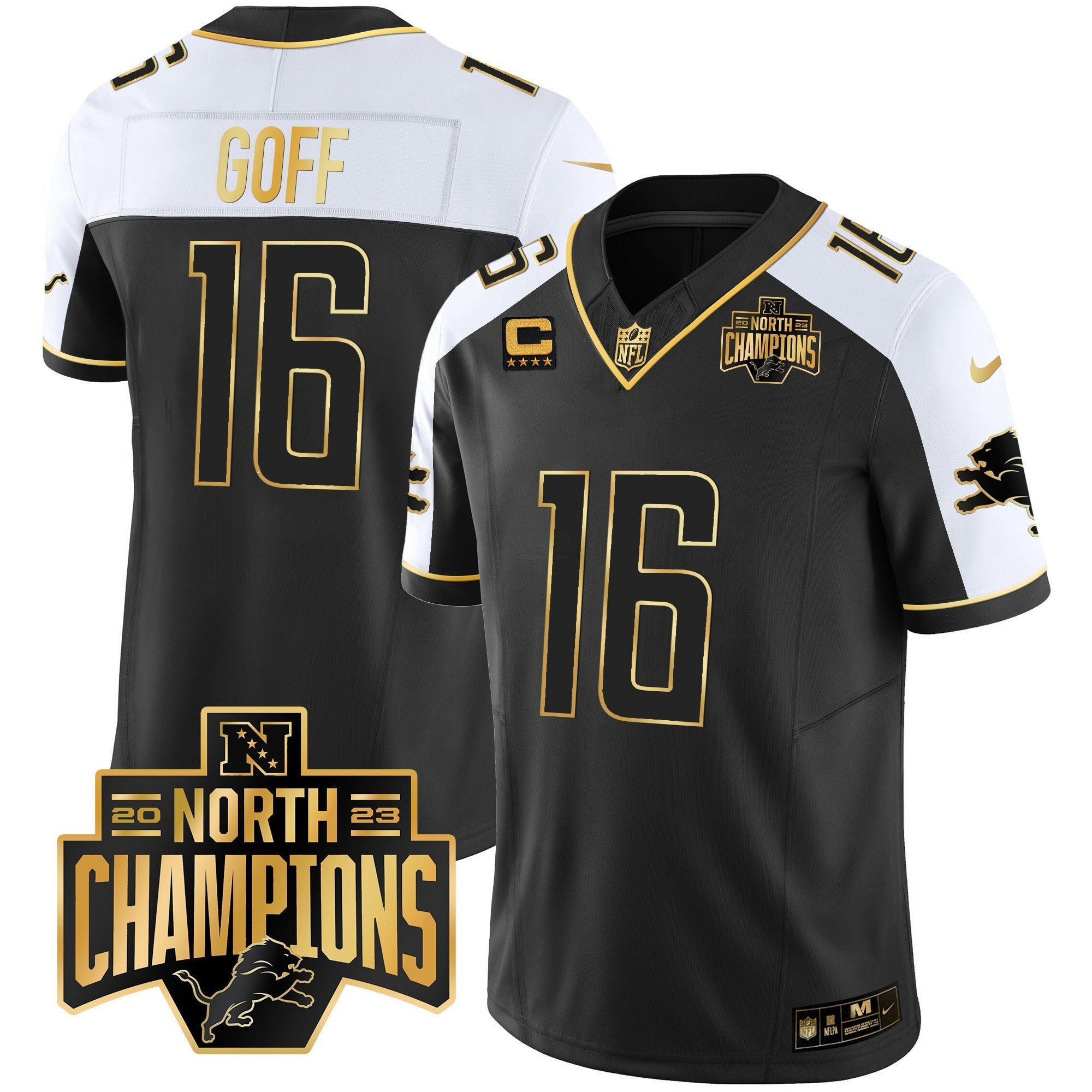 Camisa NFL Men’s Detroit 2023 NFC North Division Champions Patch Vapor Dourada Jersey