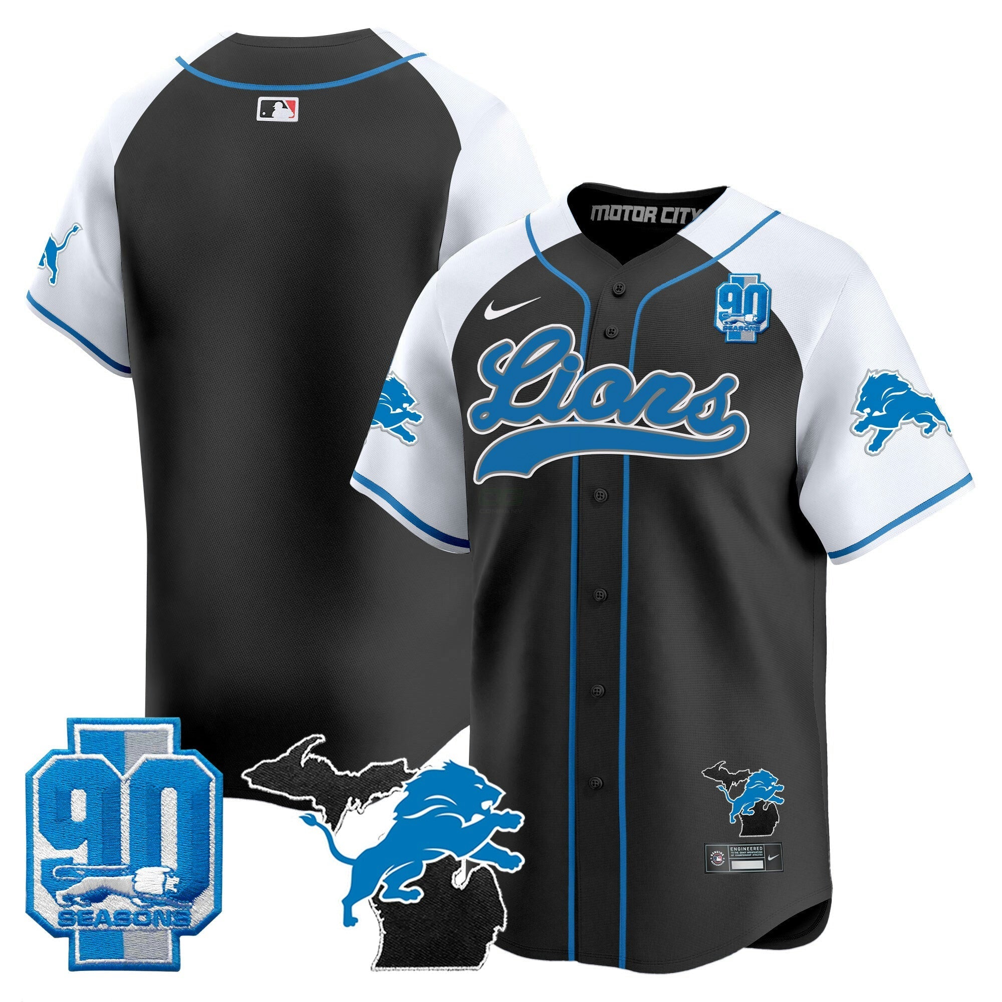 Camisa NFL Men’s Detroit 2024 Michigan & 90th Season Patch Jersey