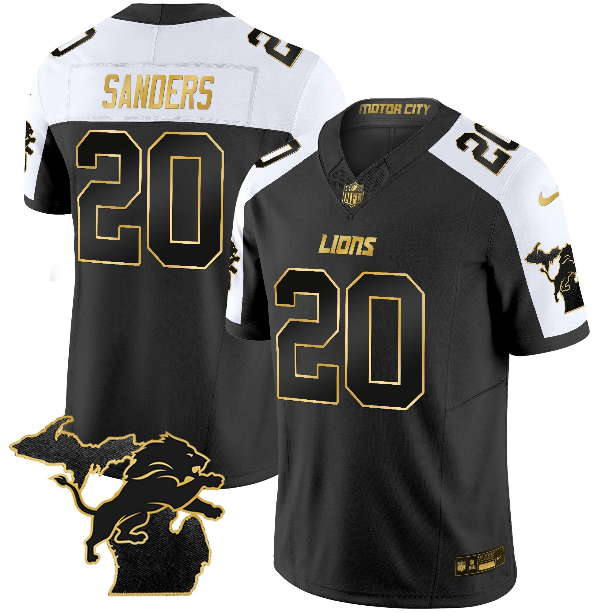 Camisa NFL Men’s Detroit 2024 Michigan Patch Dourada Vapor Jersey